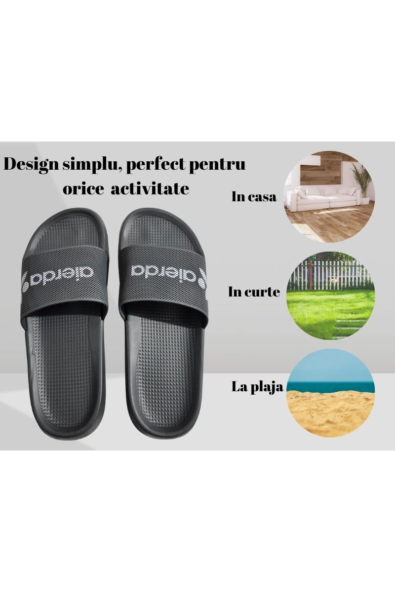 Papuci pentru Barbati, Model Toni, Talpa Usoara din Spuma, Confortabili, Gri inchis