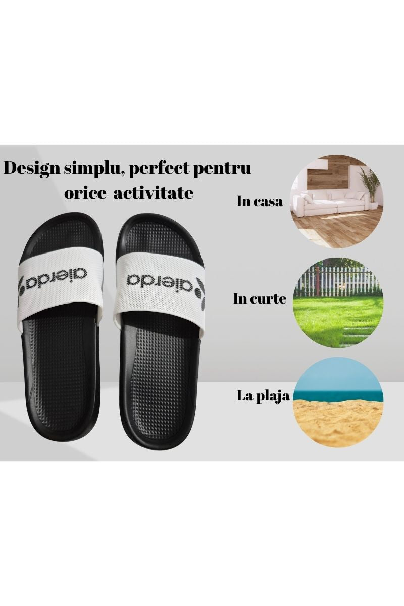 Papuci pentru Barbati, Model Toni, Talpa Usoara din Spuma, Confortabili, Alb