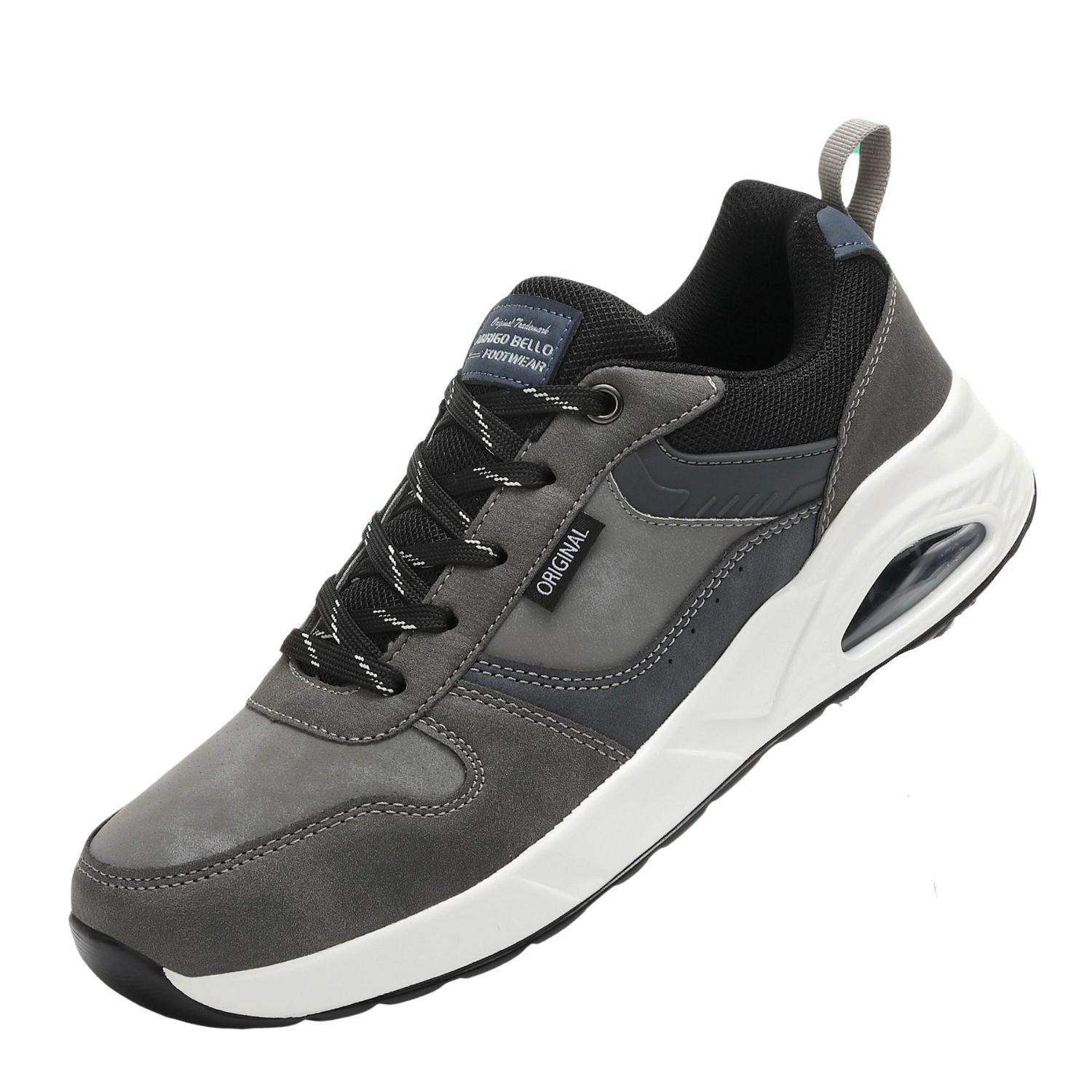 Adidasi casual-sport pentru Barbati, Model Logan, Piele ecologica Premium, Talpa inalta, Ax Boxing,Gri