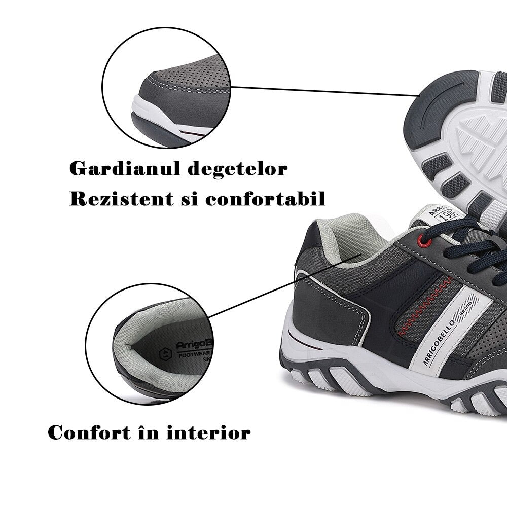 Adidasi Casual pentru Barbati, Model Micah, Piele Ecologica Premium, Brant Ergonomic, Arrigo Bello, Gri