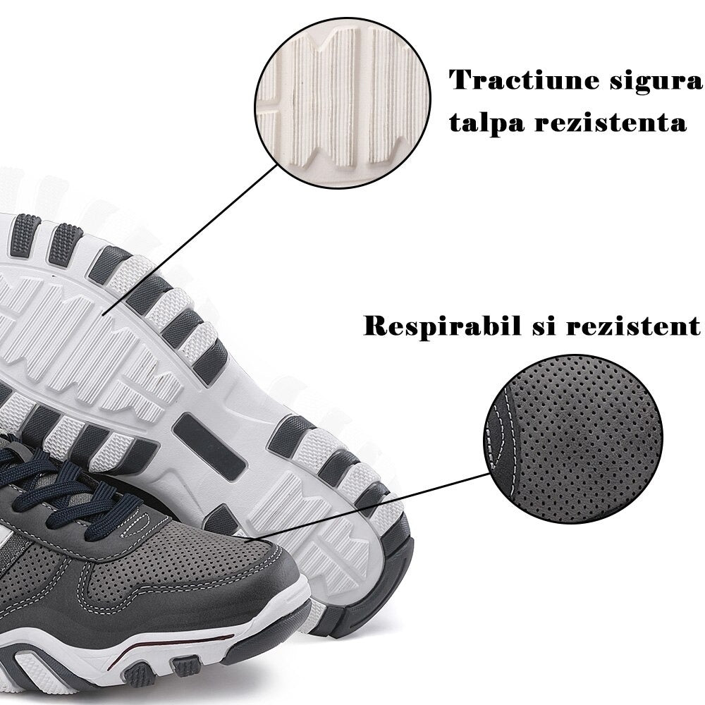 Adidasi Casual pentru Barbati, Model Micah, Piele Ecologica Premium, Brant Ergonomic, Arrigo Bello, Gri