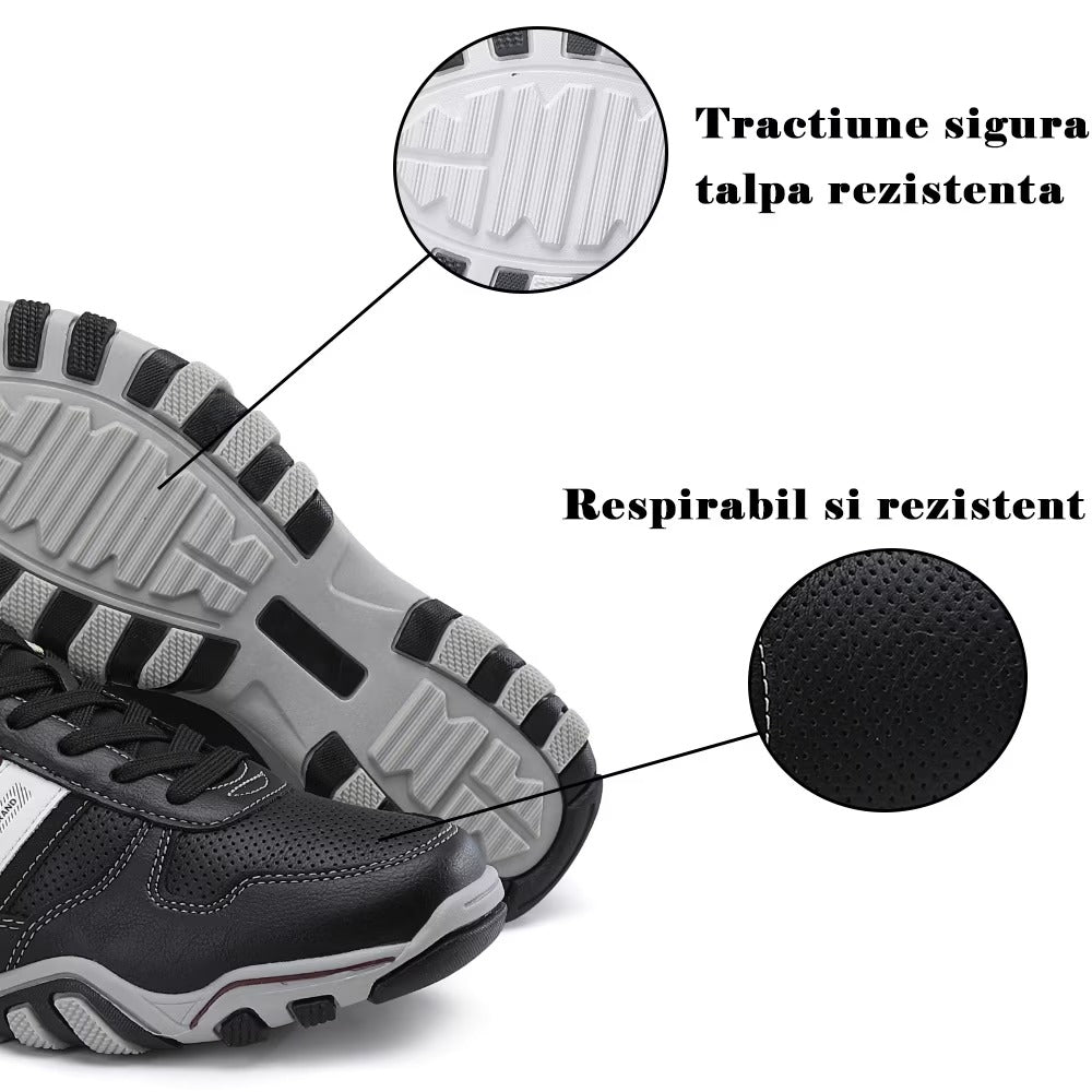 Adidasi Casual pentru Barbati, Model Micah, Piele Ecologica Premium, Brant Ergonomic, Arrigo Bello,Negru