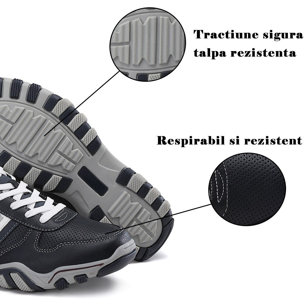 Adidasi Casual pentru Barbati, Model Micah, Piele Ecologica Premium, Brant Ergonomic, Arrigo Bello, Bleumarin