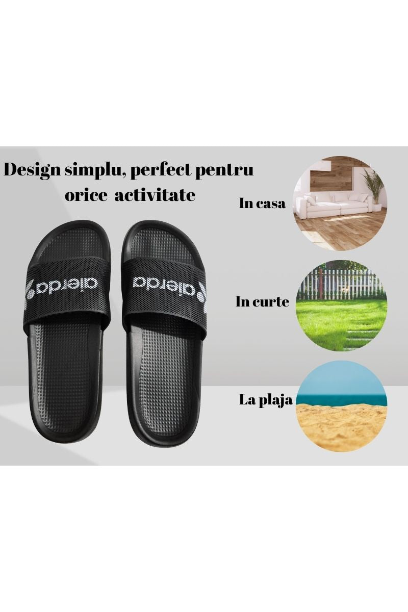 Papuci pentru Barbati, Model Toni, Talpa Usoara din Spuma, Confortabili, Negru