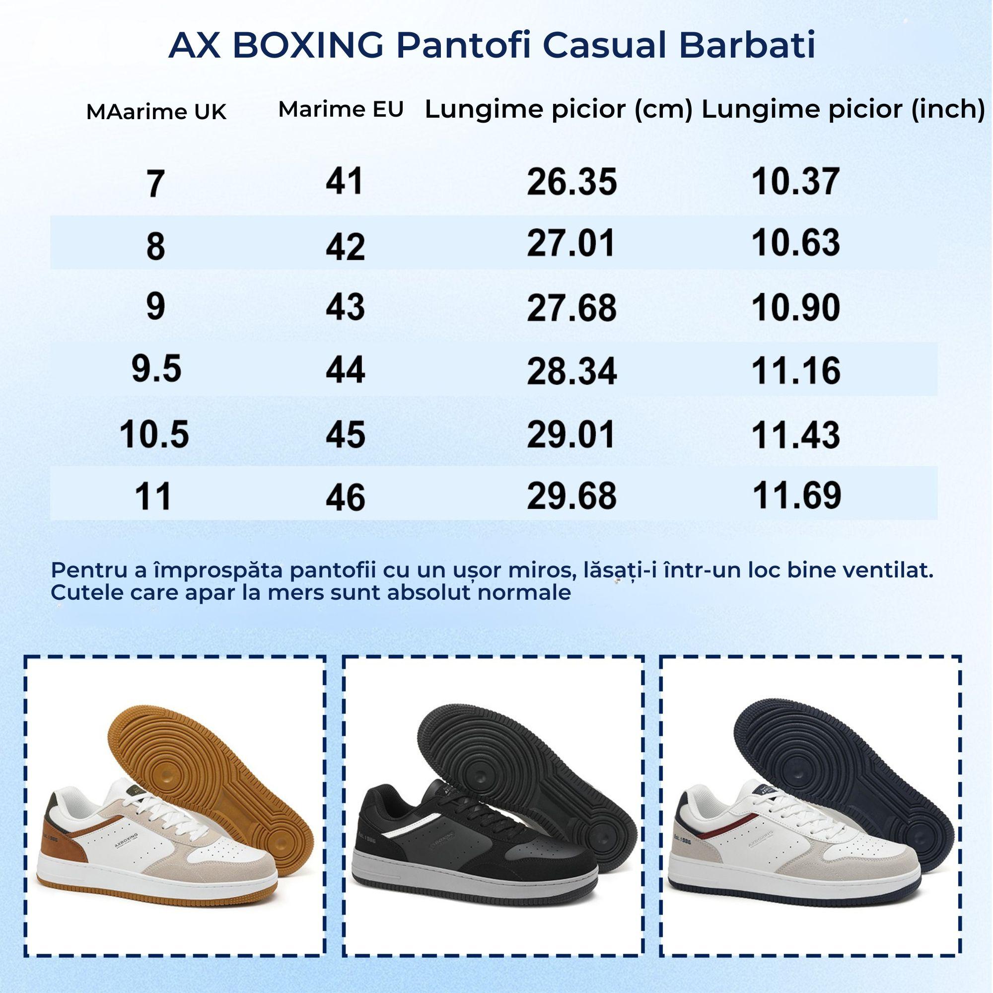Pantofi Casual Gavin Bărbați, Piele Ecologică Premium, Talpă Groasă Cusută, AX Boxing