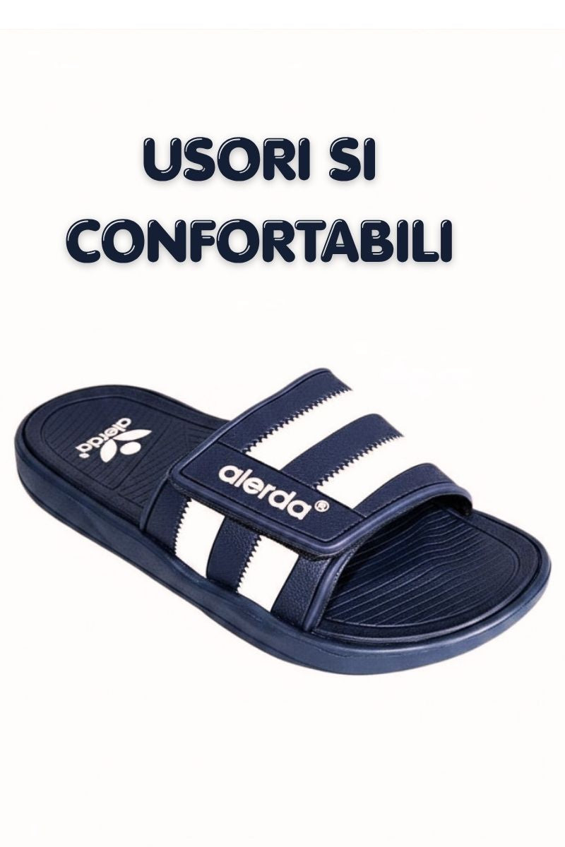 Papuci Bărbați, model Dorin, Confortabili cu Arici – Talpă Moale din Spumă EVA, Material Textil Flexibil, Casual Sport pentru Exterior și Utilizare Zilnică, Aierda, Bleumarin