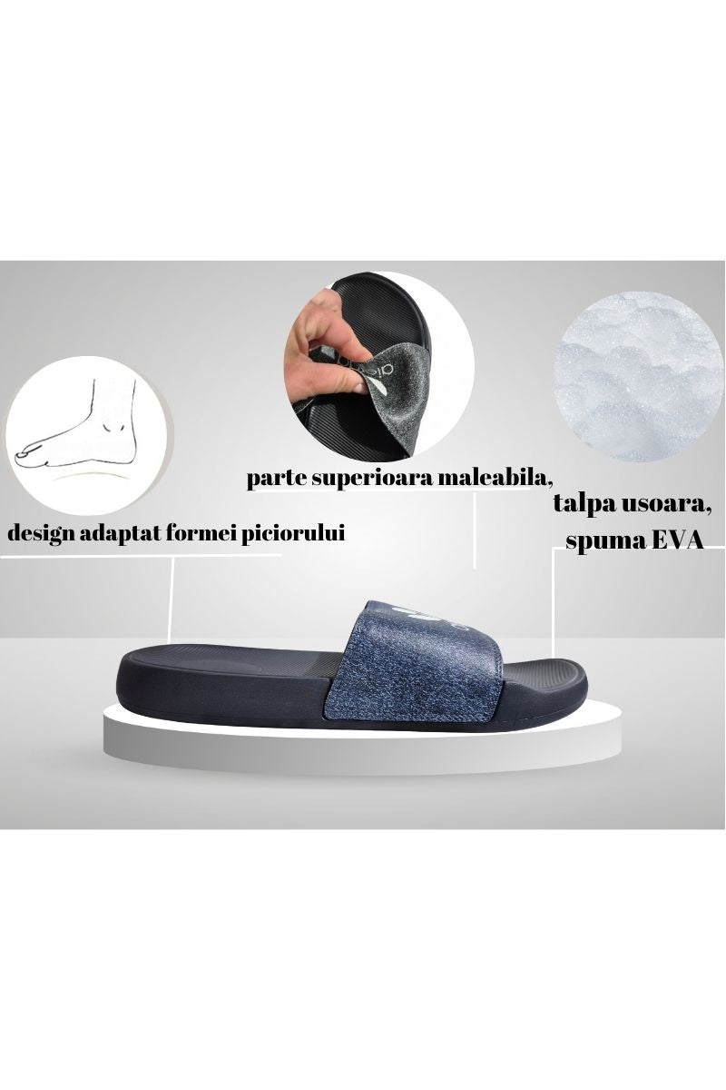 Papuci pentru Barbati, Model Aros, Talpa Usoara din Spuma, Bleumarin
