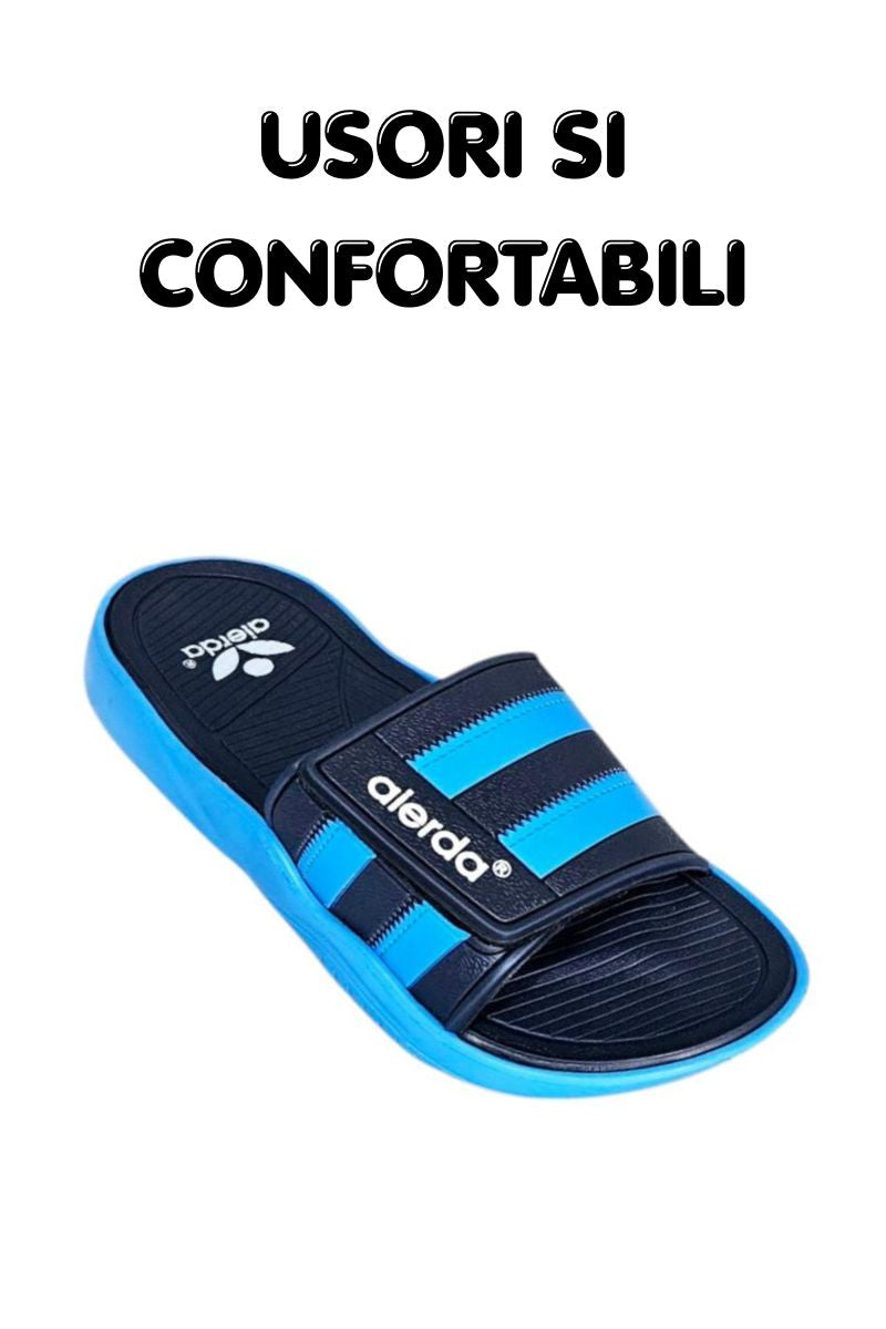 Papuci Bărbați, model Dorin, Confortabili cu Arici – Talpă Moale din Spumă EVA, Material Textil Flexibil, Casual Sport pentru Exterior și Utilizare Zilnică, Aierda, Albastru
