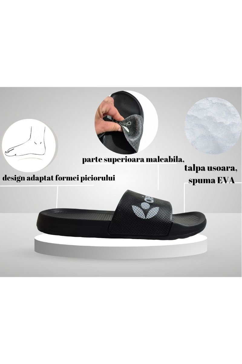Papuci pentru Barbati, Model Toni, Talpa Usoara din Spuma, Confortabili, Negru