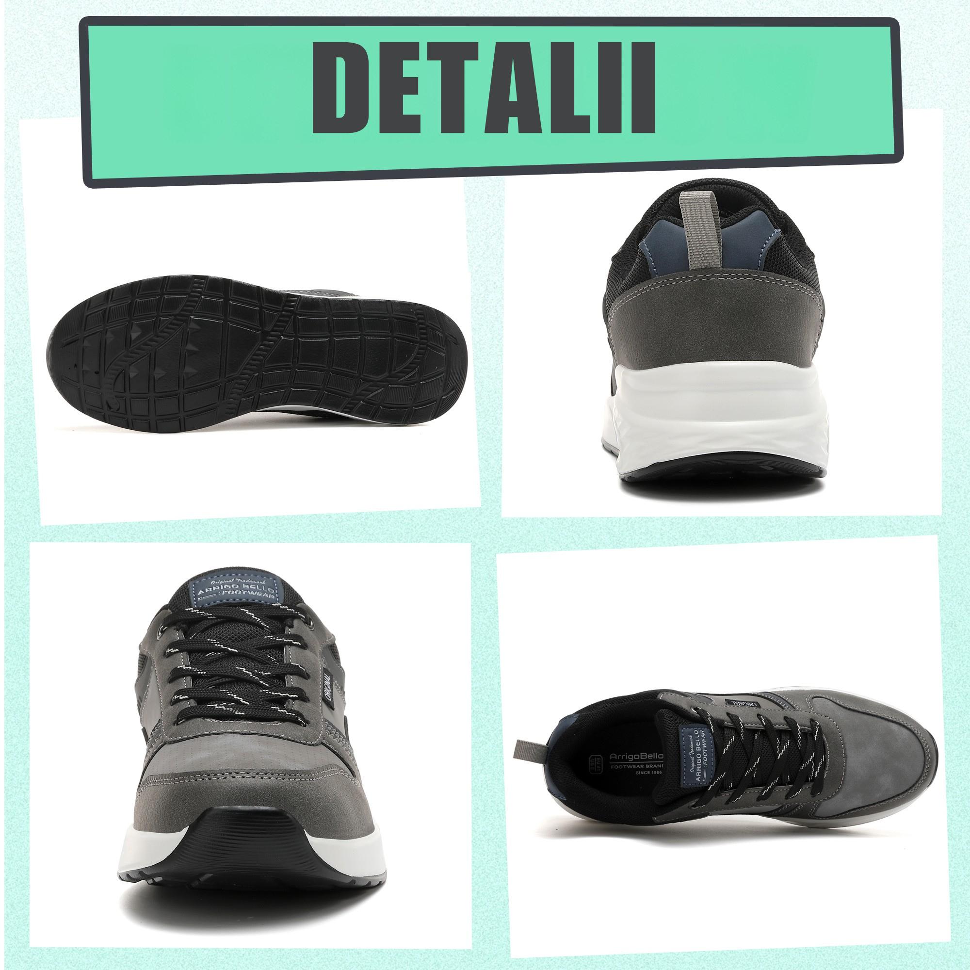 Adidasi casual-sport pentru Barbati, Model Logan, Piele ecologica Premium, Talpa inalta, Ax Boxing,Gri