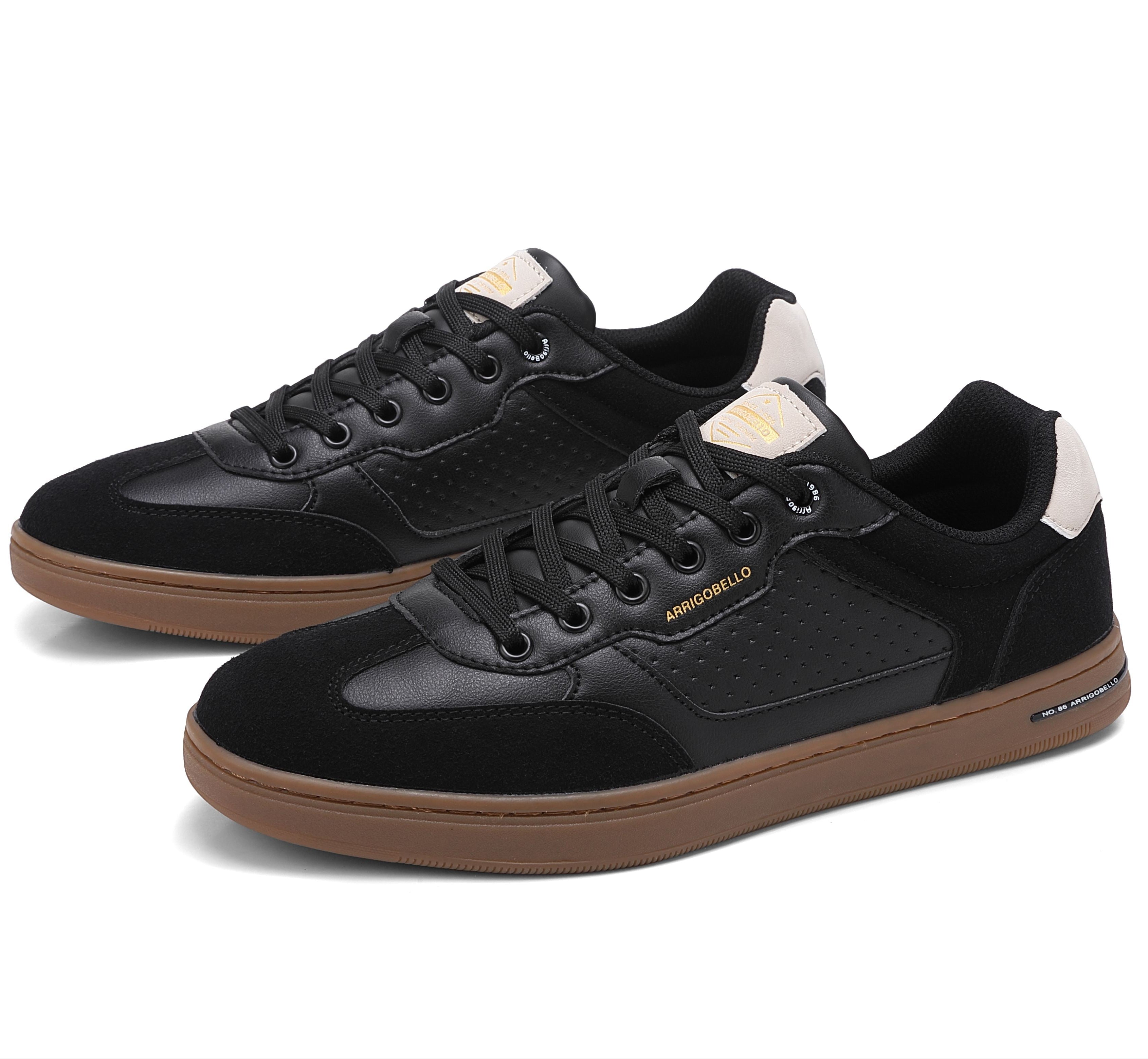 Adidasi casual pentru Barbati, Model Lucis, Talpa cusuta, Piele ecologica, Tip tenesi, Arrigo Bello,Negru