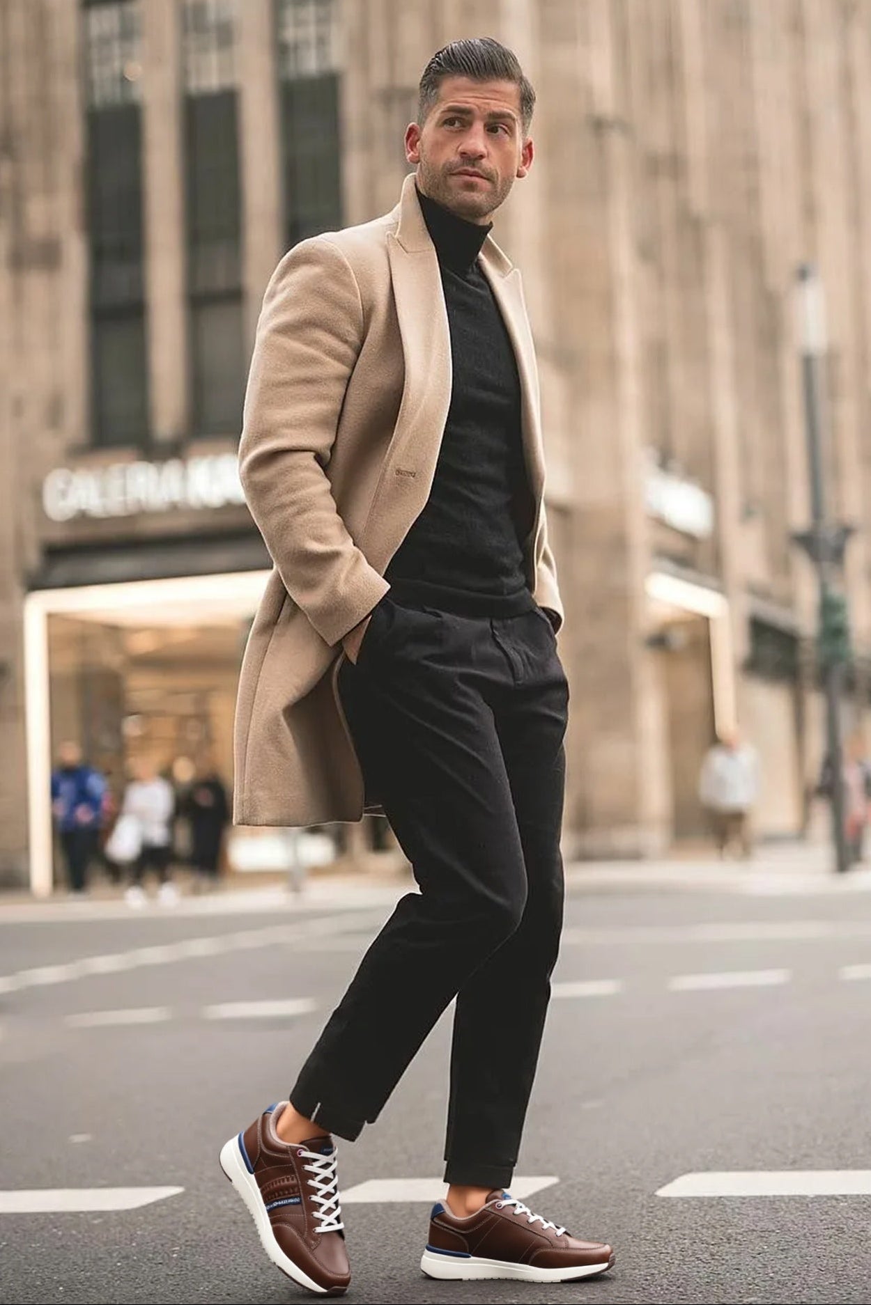 Adidasi Sport-Casual pentru Bărbați, Model Ian, Piele Ecologică Premium, Talpă Spumă, Usori, Confortabili, Arrigo Bello, Maro