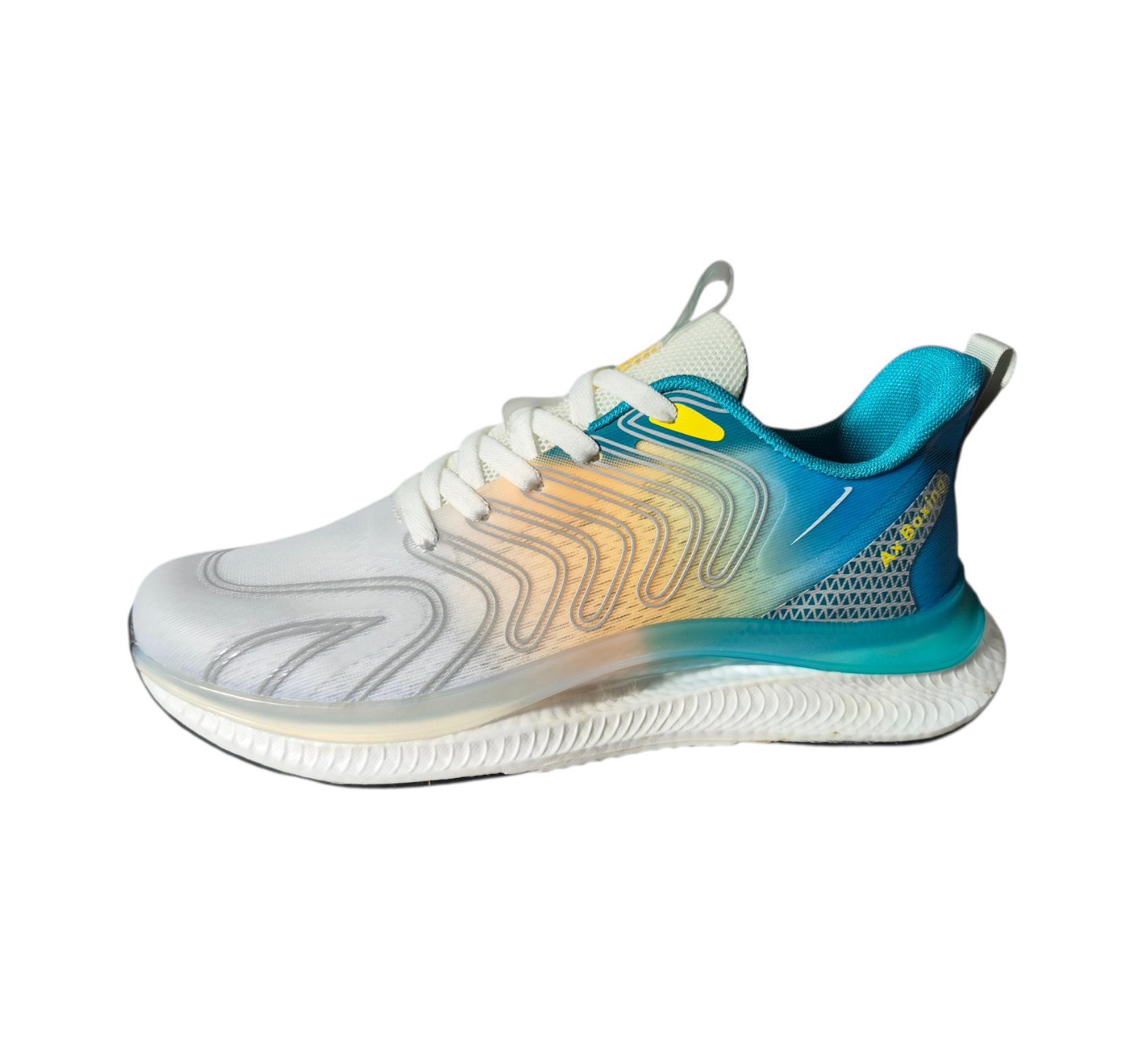 Adidasi Sport pentru Barbati, Model Daro, Talpa Usoara din Spuma, Panza subtire, Confortabili, Ax Boxing, Albastru-galben