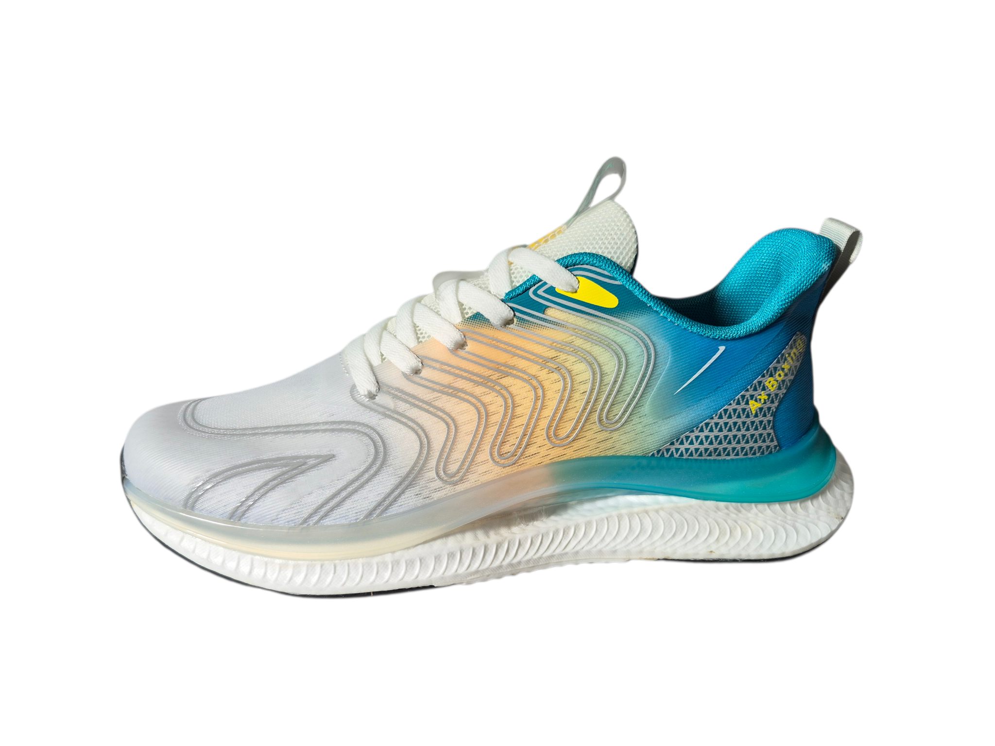 Adidasi Sport pentru Barbati, Model Daro, Talpa Usoara din Spuma, Panza subtire, Confortabili, Ax Boxing, Albastru-galben
