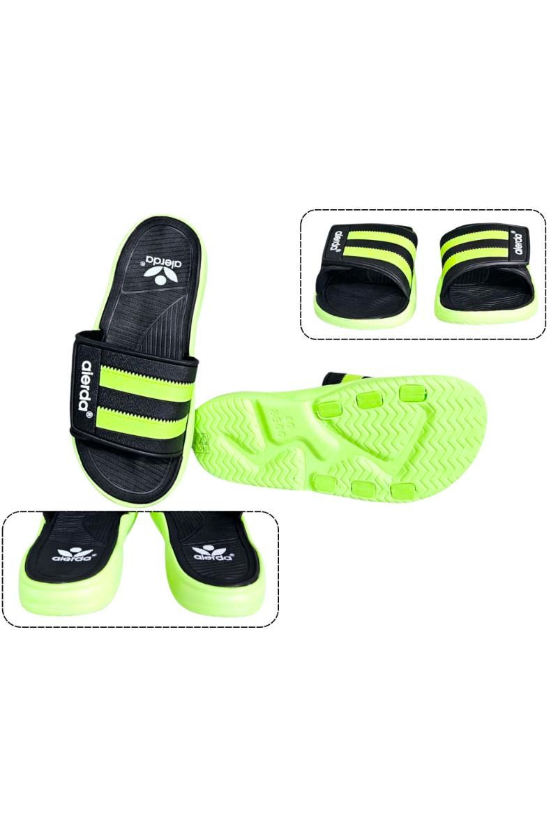Papuci Bărbați, model Dorin, Confortabili cu Arici – Talpă Moale din Spumă EVA, Material Textil Flexibil, Casual Sport pentru Exterior și Utilizare Zilnică, Aierda, Negru-verde