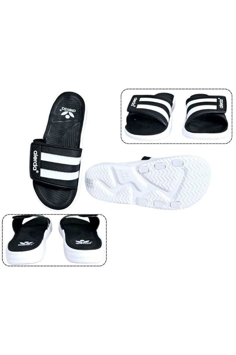 Papuci Bărbați, model Dorin, Confortabili cu Arici – Talpă Moale din Spumă EVA, Material Textil Flexibil, Casual Sport pentru Exterior și Utilizare Zilnică, Aierda, Alb-negru