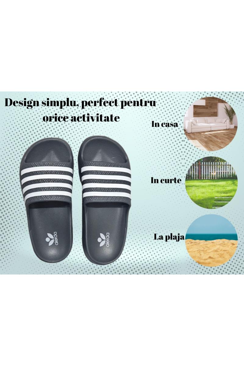 Papuci pentru Barbati, Model Adi, Turnati, Realizati integral din Spuma, Usori si Confortabili, Gri
