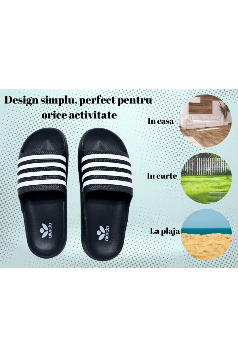 Papuci pentru Barbati, Model Adi, Turnati, Realizati integral din Spuma, Usori si Confortabili, Negru