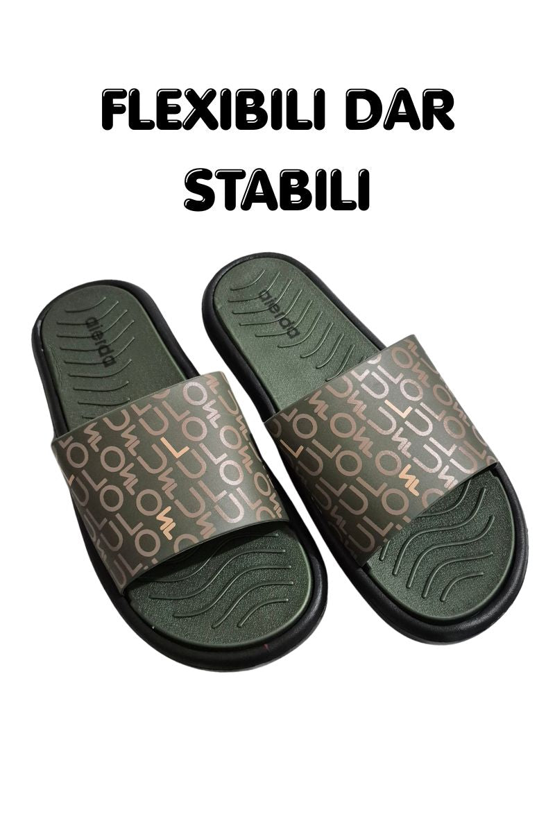 Papuci pentru Barbati, Model Caso, Talpa Usoara din Spuma, Parte superioara maleabila, Confortabili, Khaki