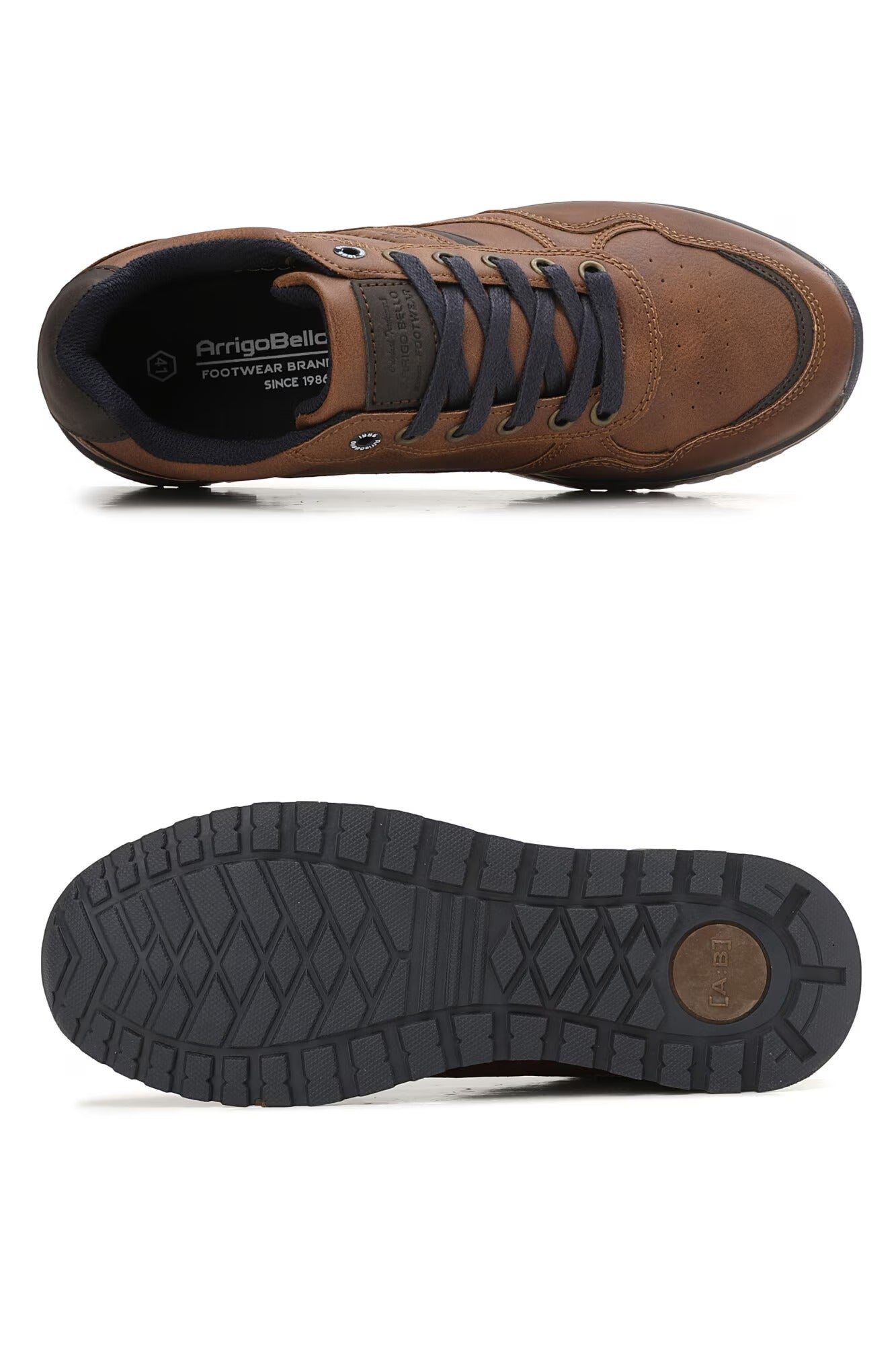 Adidași Casual pentru Bărbați, Model Kai, Piele Ecologică și Talpă PVC Durabilă, Inchidere Sireturi, Arrigo Bello, Maro