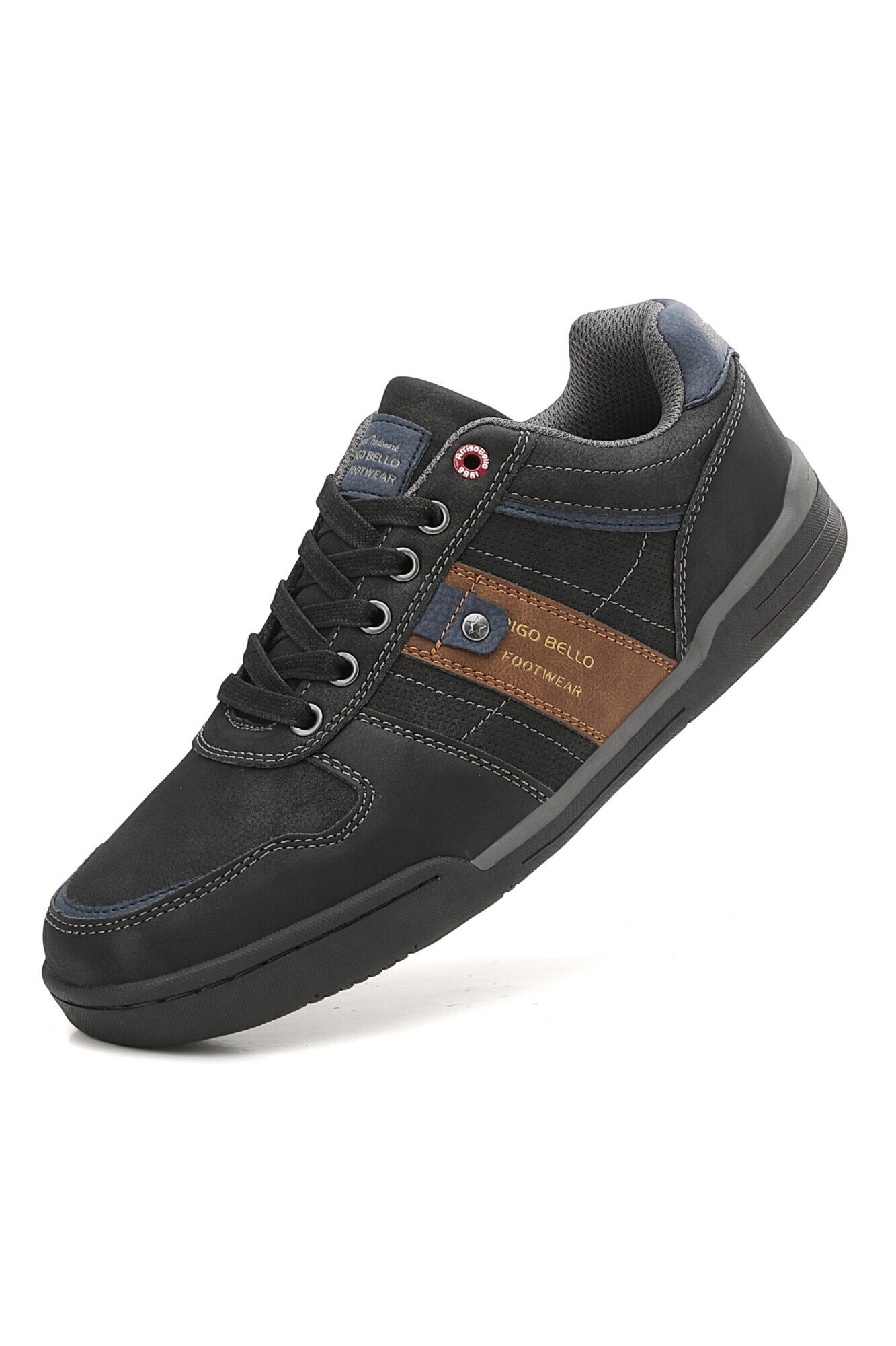 Tenesi Casual pentru Barbati, Model Fabian, Materiale Premium, Talpa subtire, Inchidere siret, Arrigo Bello, Negru
