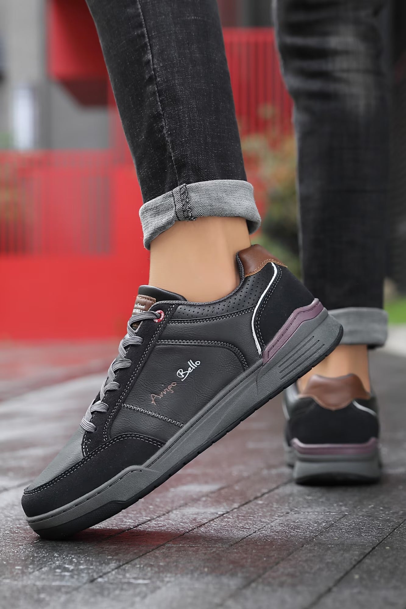 Adidasi Casual-sport pentru Barbati, Model Ivan, Piele Ecologica, Talpa cusuta, Confort si Stil, Arrigo Bello, Negru