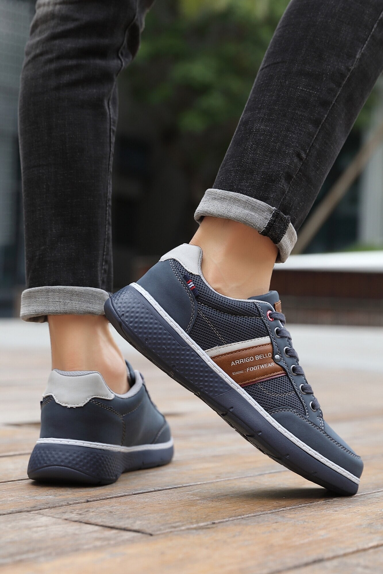 Adidasi Casual pentru Barbati, Model Calder, Talpa Usoara din spuma, Piele ecologica premium, Arrigo Bello,Bleumarin