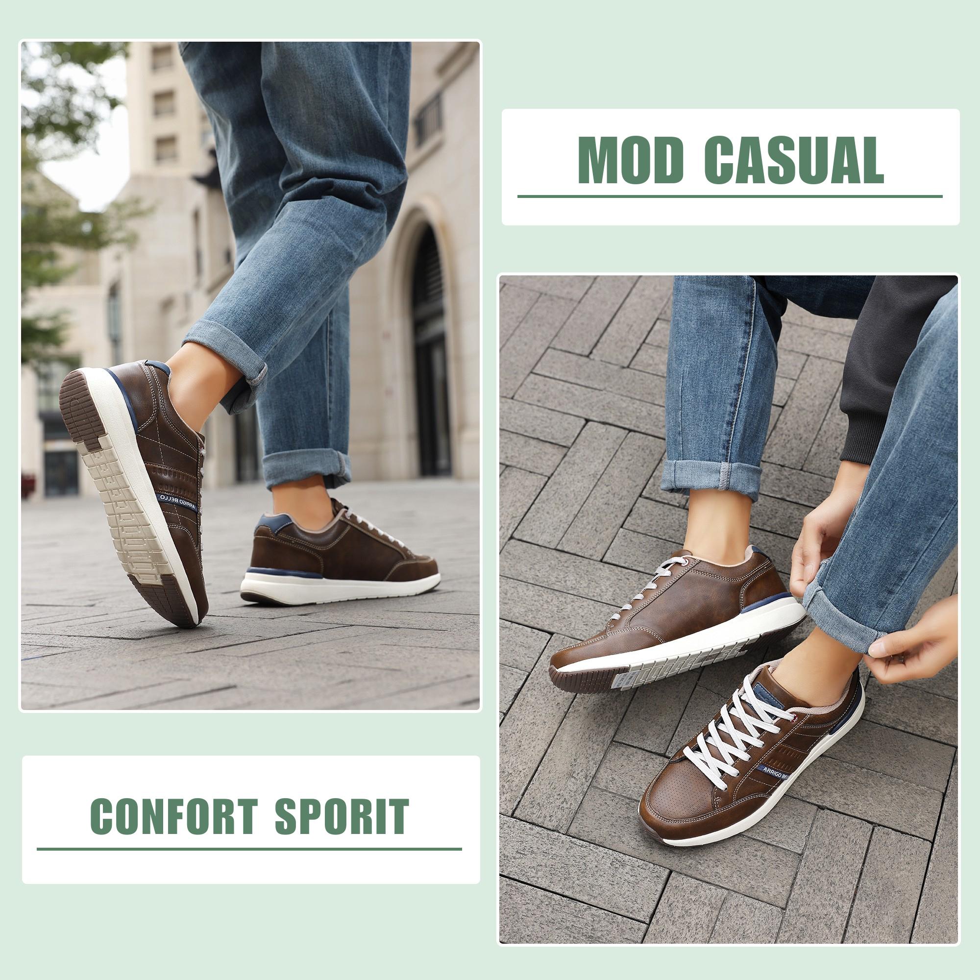 Adidasi Sport-Casual pentru Bărbați, Model Ian, Piele Ecologică Premium, Talpă Spumă, Usori, Confortabili, Arrigo Bello, Maro