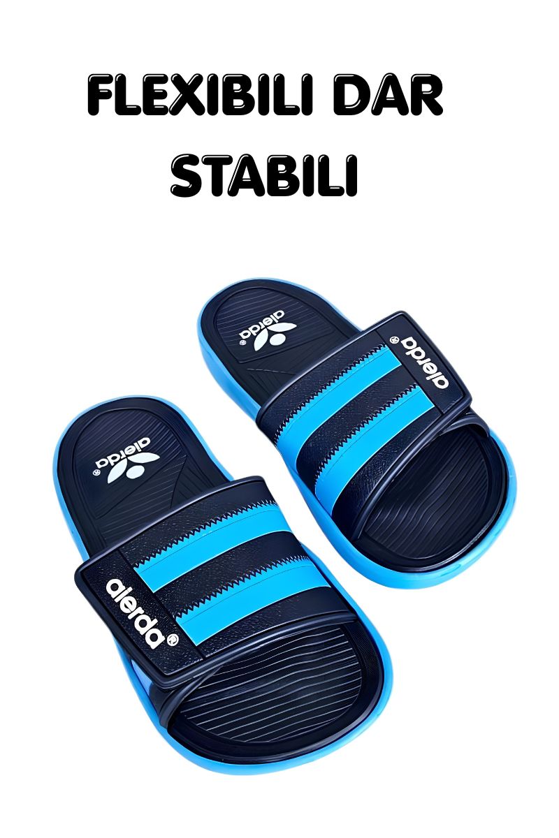 Papuci Bărbați, model Dorin, Confortabili cu Arici – Talpă Moale din Spumă EVA, Material Textil Flexibil, Casual Sport pentru Exterior și Utilizare Zilnică, Aierda, Albastru