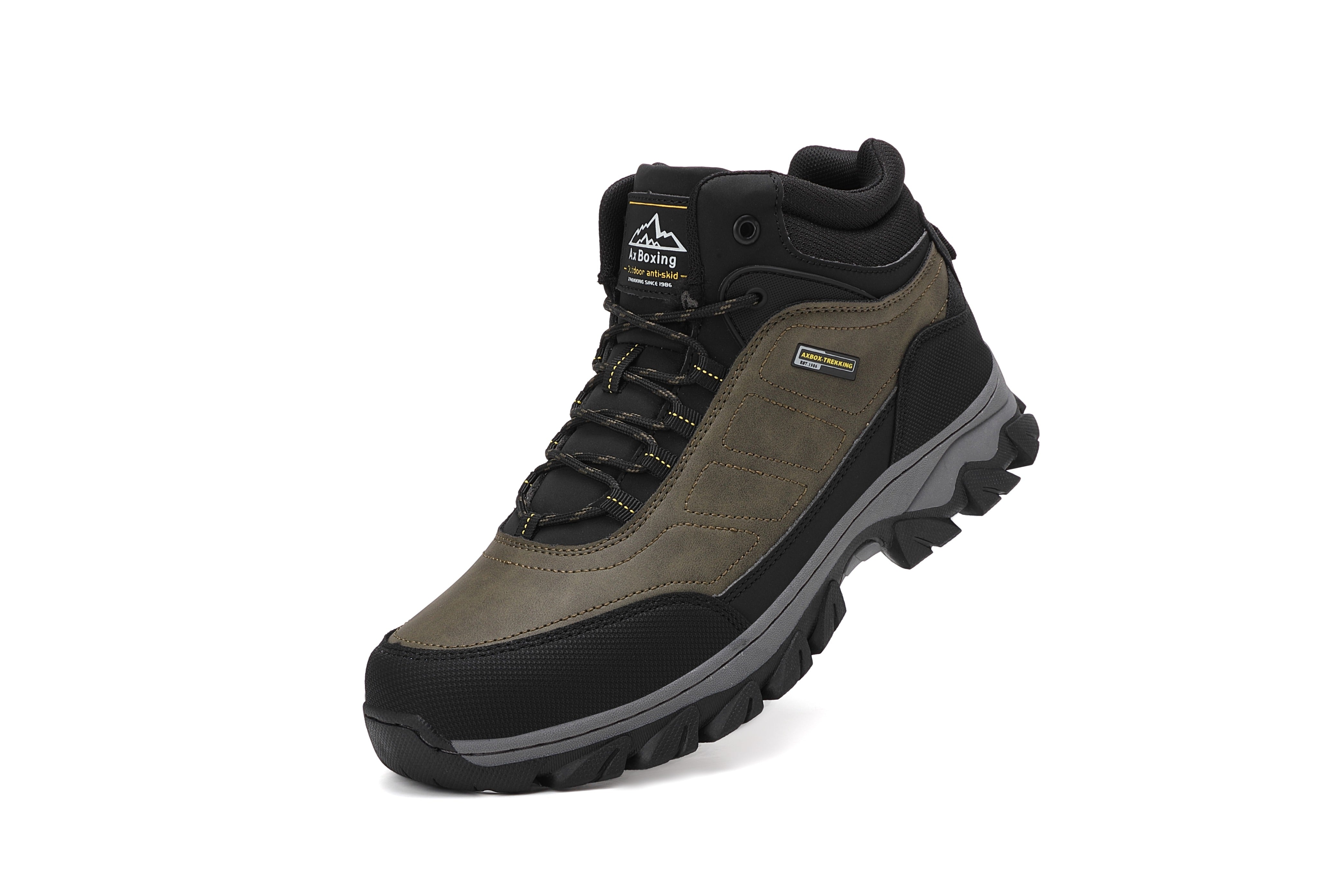 Ghete Maru tip Bocanci pentru Dama si Adolescenti, Imblanite, Talpa Antiderapanta cu striatii, Piele ecologica Premium, Ax Boxing