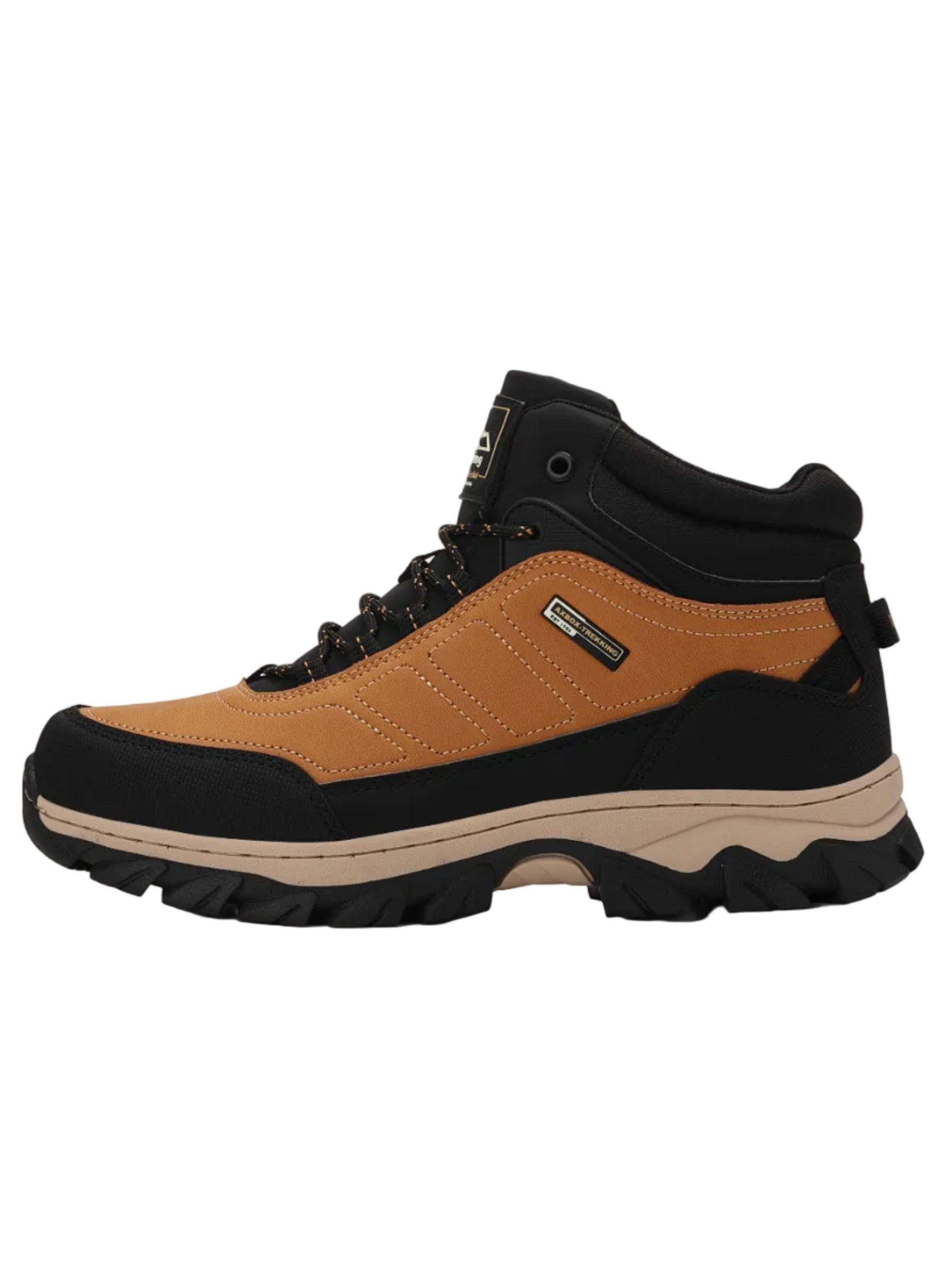 Ghete tip Bocanci pentru Barbati, Model Haris, Imblanite, Piele Premium, Talpa Cusuta- Antiderapanta, Ax Boxing, Camel
