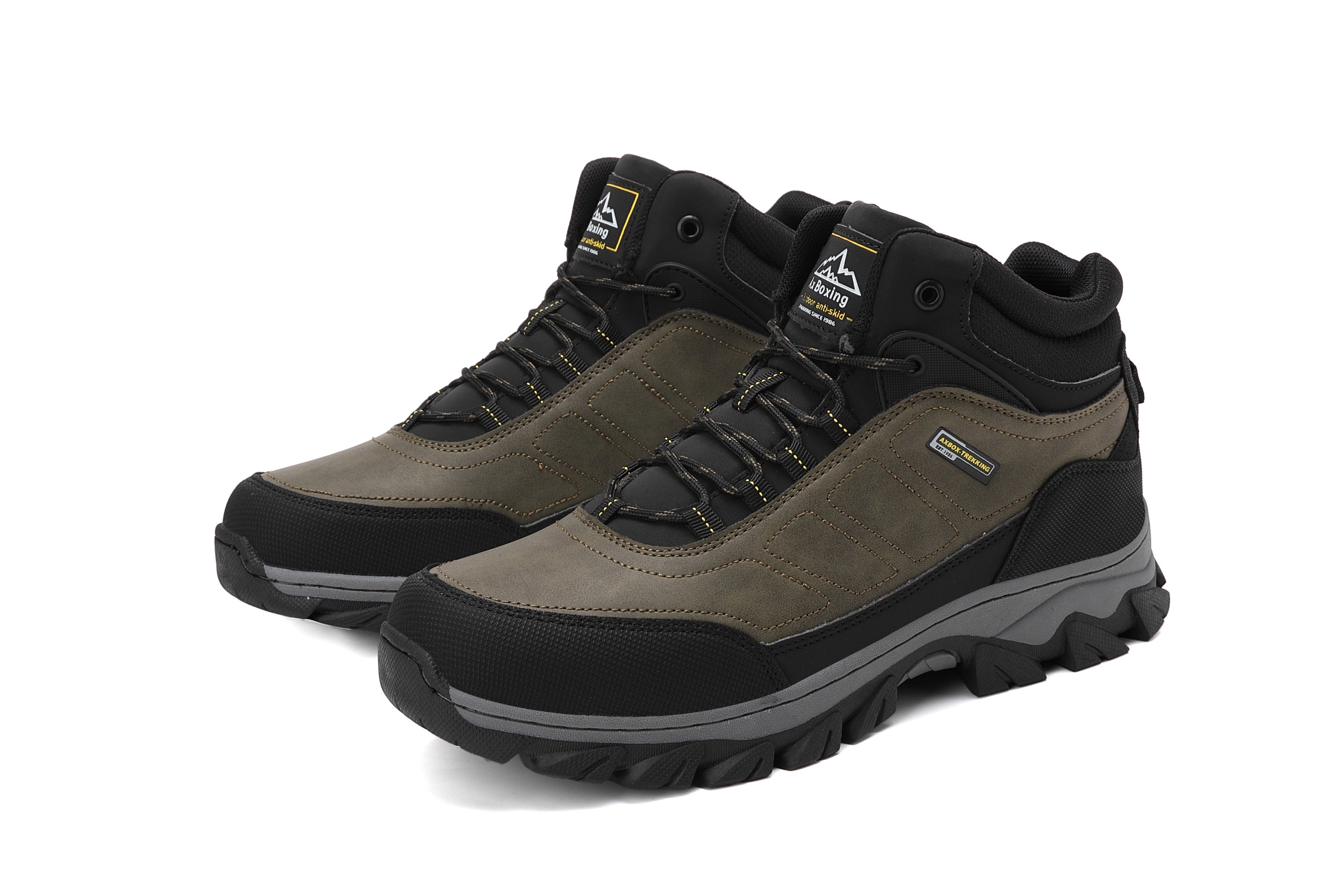 Ghete Maru tip Bocanci pentru Dama si Adolescenti, Imblanite, Talpa Antiderapanta cu striatii, Piele ecologica Premium, Ax Boxing