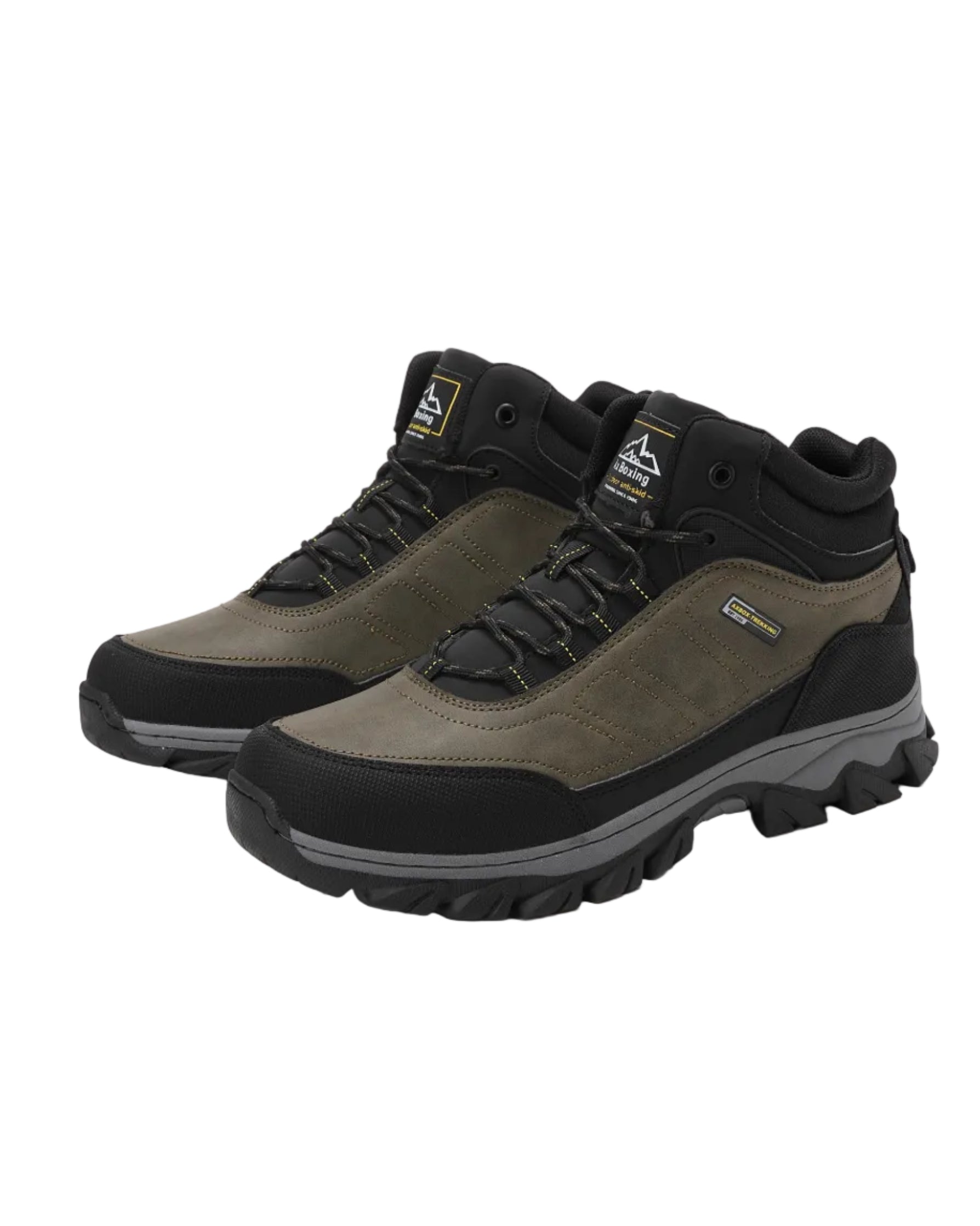 Ghete imblanite pentru Dama si Adolescenti, Model Maru, Talpa Antiderapanta cu striatii, Piele ecologica Premium, Ax Boxing, Khaki