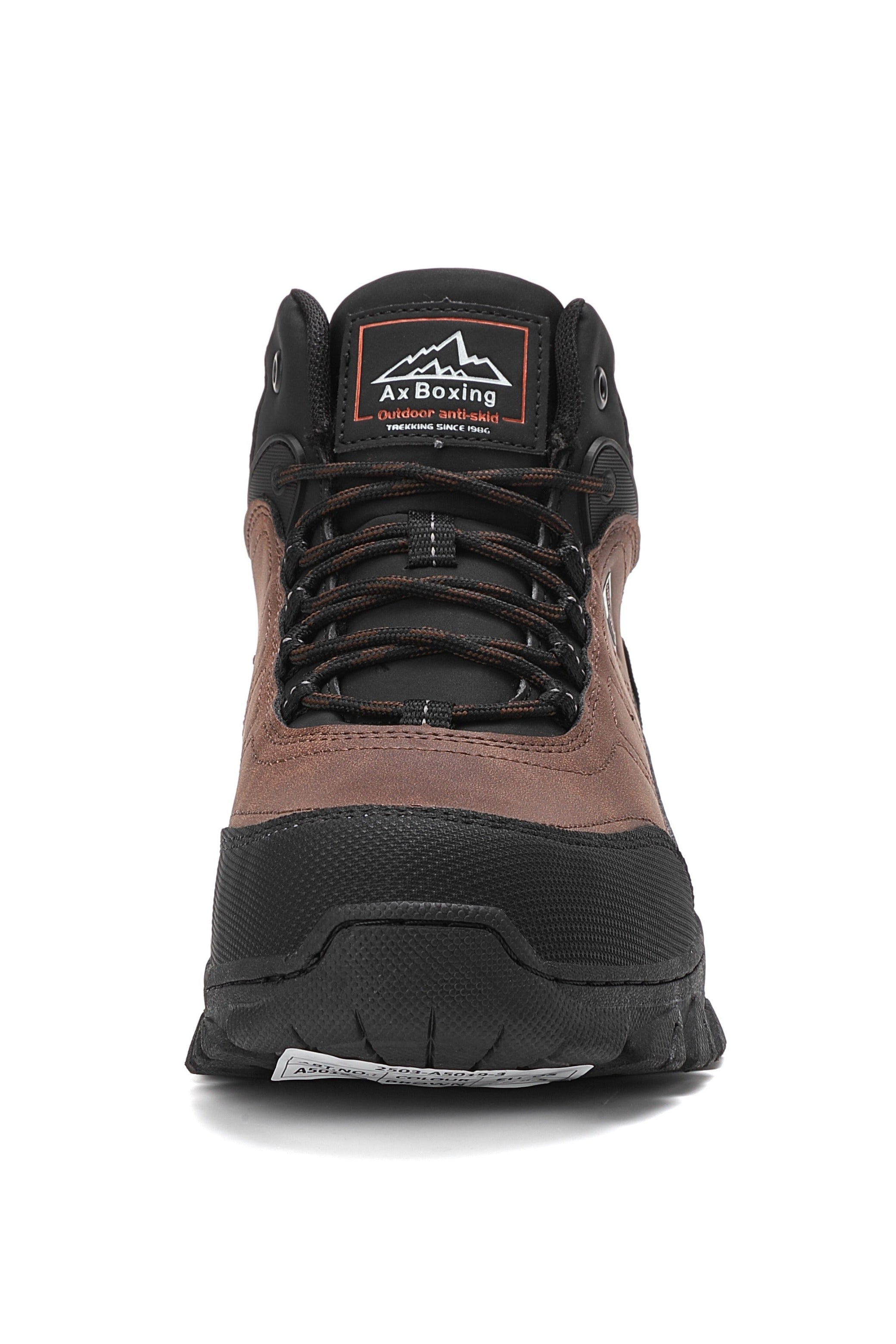 Ghete tip Bocanci pentru Barbati, Model Haris, Imblanite, Piele Premium, Talpa Cusuta- Antiderapanta, Ax Boxing, Maro