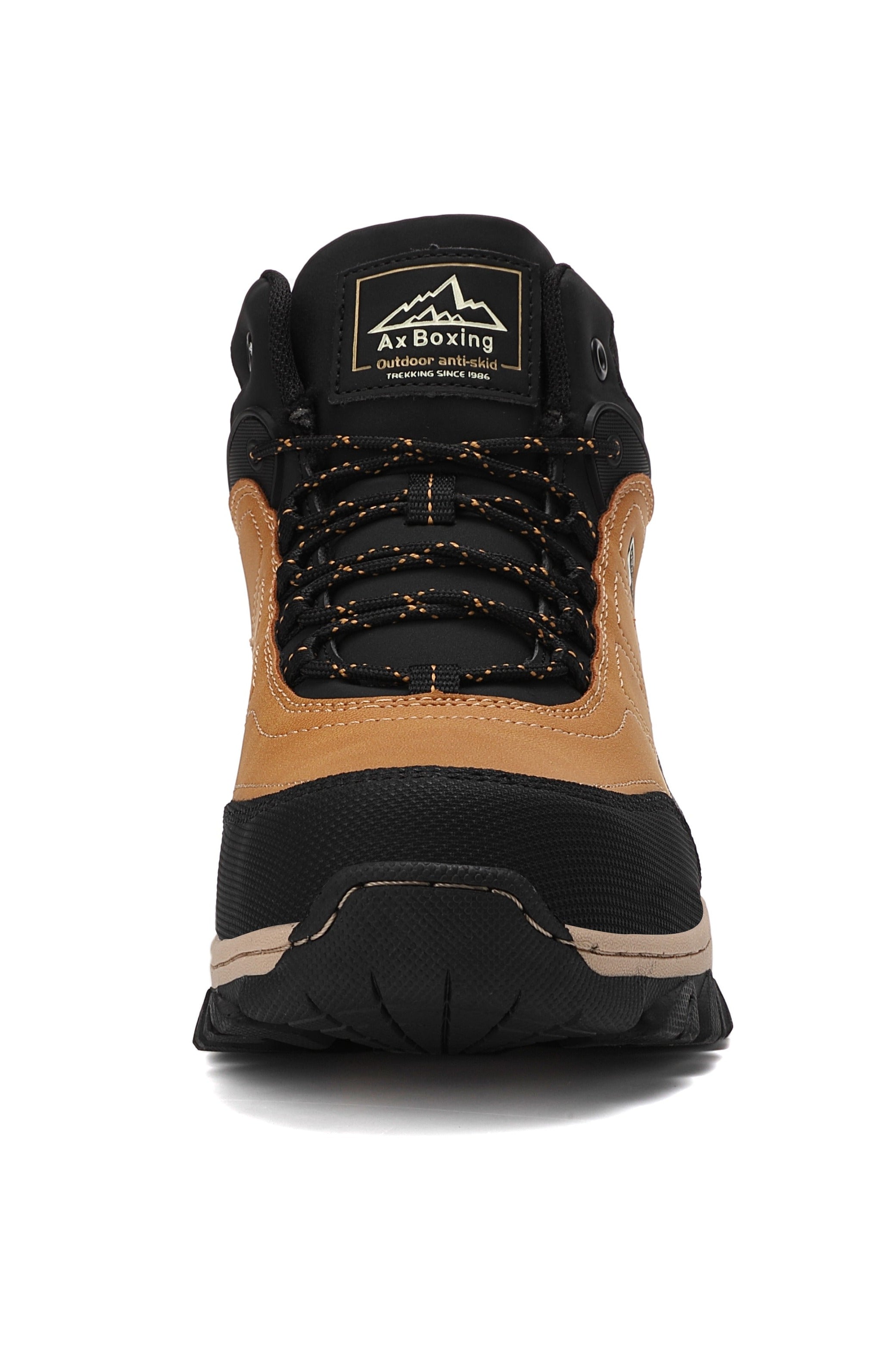 Ghete tip Bocanci pentru Barbati, Model Haris, Imblanite, Piele Premium, Talpa Cusuta- Antiderapanta, Ax Boxing, Camel