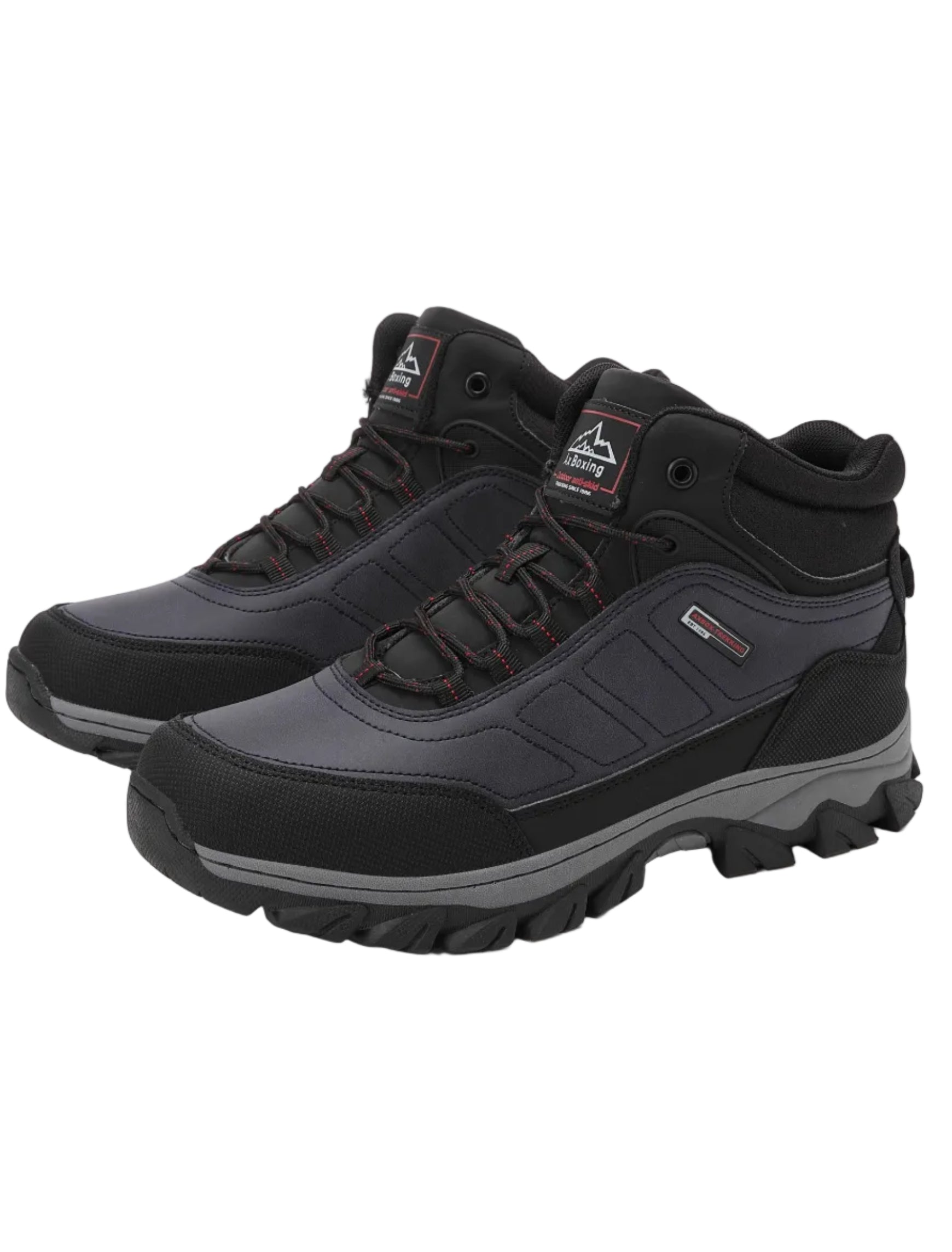 Ghete tip Bocanci pentru Barbati, Model Haris, Imblanite, Piele Premium, Talpa Cusuta- Antiderapanta, Ax Boxing, Bleumarin