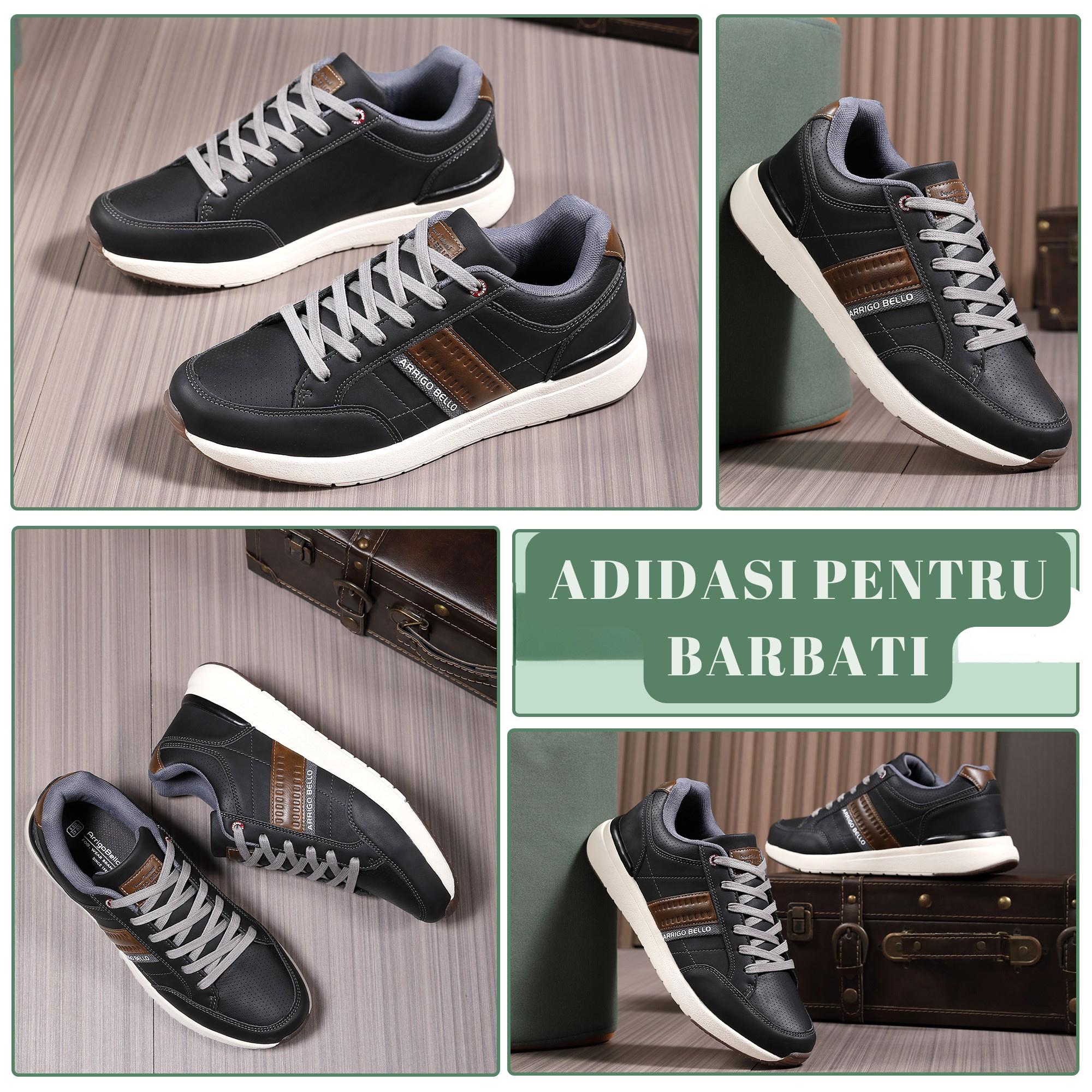Adidasi Sport-Casual pentru Bărbați, Model Ian, Piele Ecologică Premium, Talpă Spumă, Usori, Confortabili, Arrigo Bello,Negru