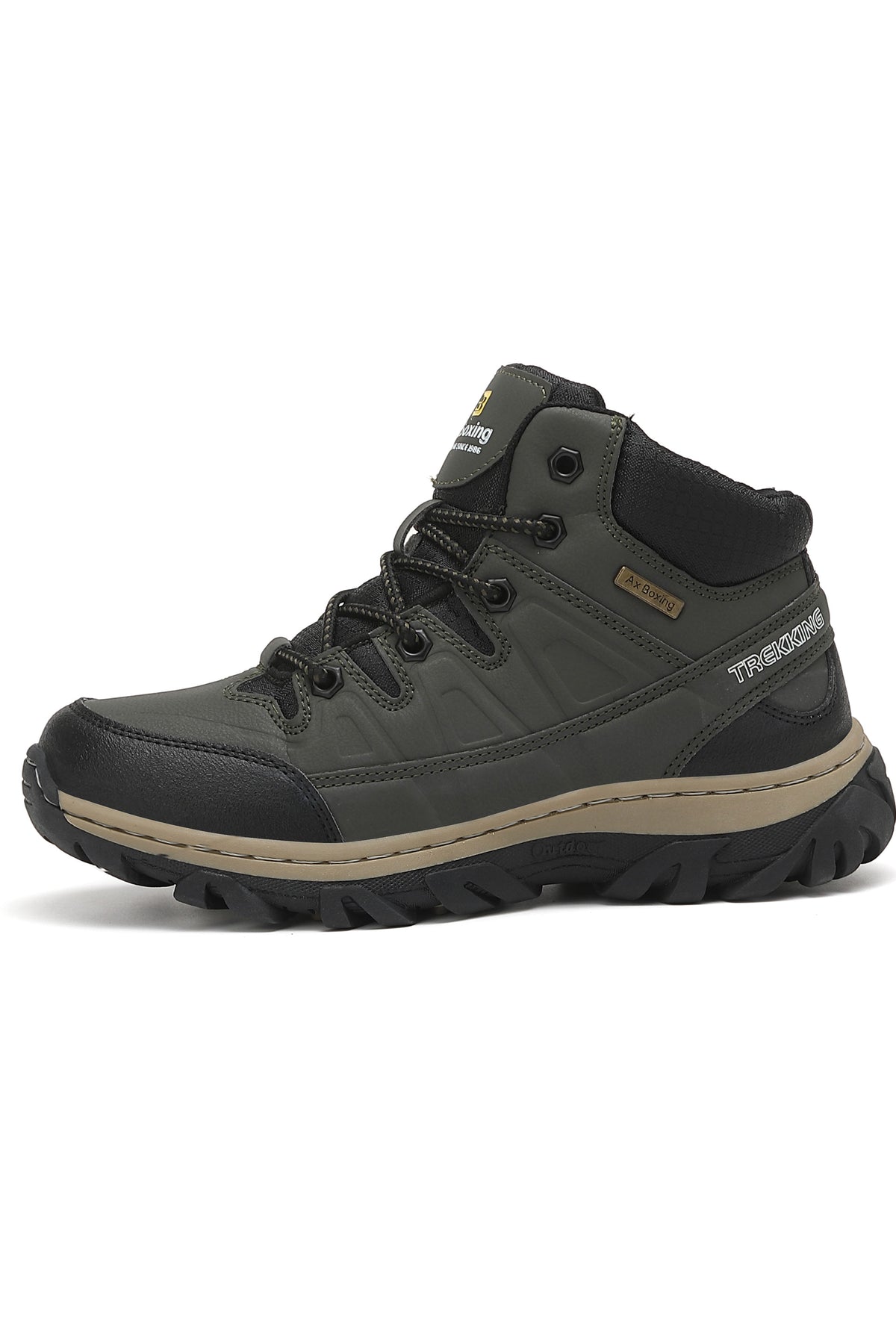 Bocanci imblaniti Barbati, Model Doris, Talpa Cusuta si Antiderapanta, Piele ecologica Premium, Ax Boxing, Khaki