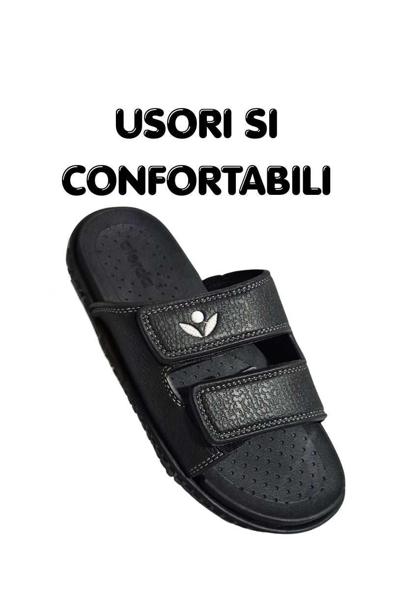 Papuci pentru Barbati, Model Zian, Arici reglabil, Talpa Usoara de Spuma, Confortabli, Negru