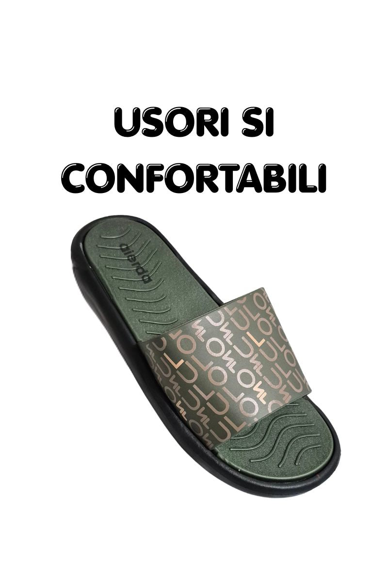 Papuci pentru Barbati, Model Caso, Talpa Usoara din Spuma, Parte superioara maleabila, Confortabili, Khaki