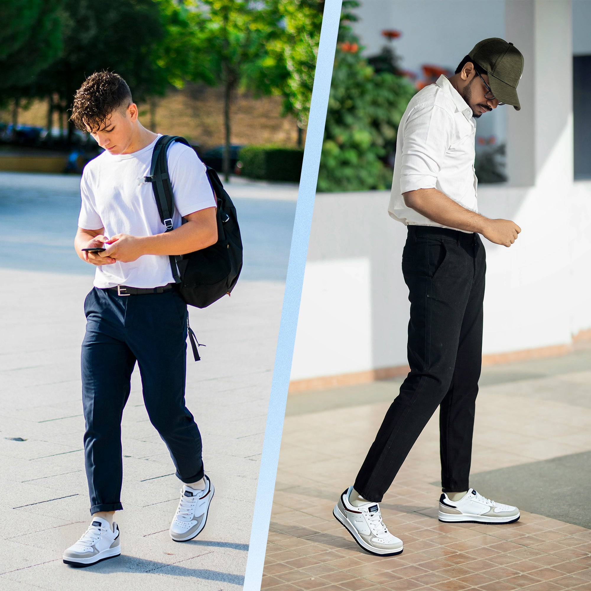 Adidasi Casual pentru Bărbați, Model Gavin, Piele Ecologică Premium, Talpă Groasă Cusută, AX Boxing,Alb-gri