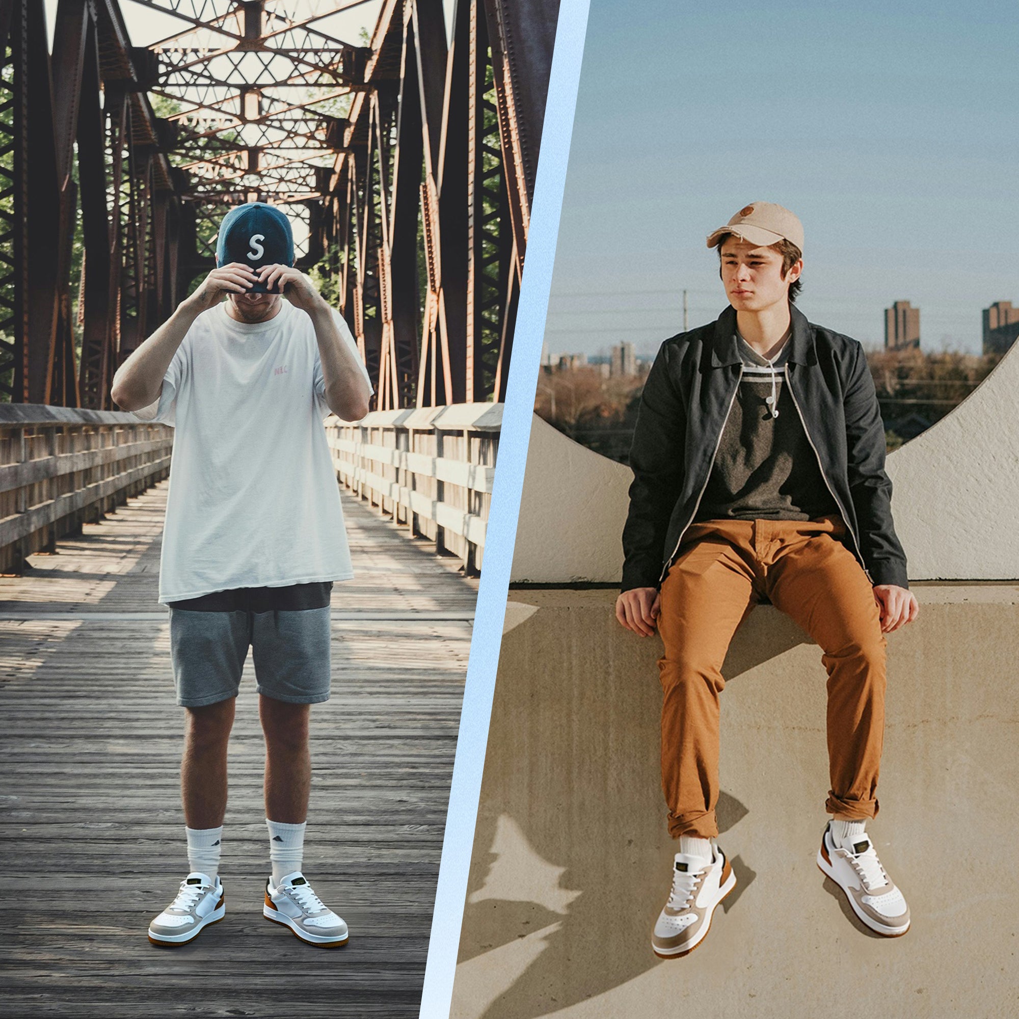 Adidasi Casual pentru Bărbați, Model Gavin, Piele Ecologică Premium, Talpă Groasă Cusută, AX Boxing, Alb-bej