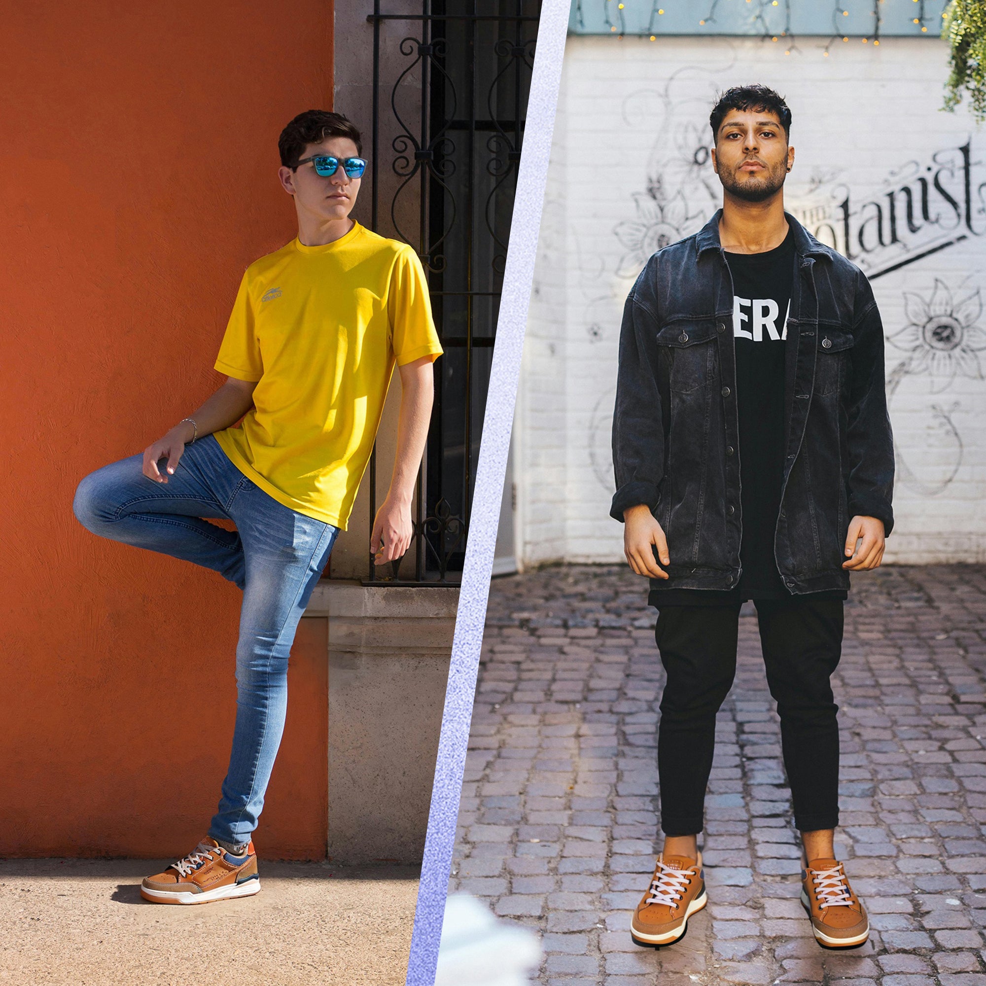 Adidasi Casual pentru Bărbați, Model Zane, din Piele Ecologică Premium, Inserții Piele Naturală, Arrigo Bello, Maro