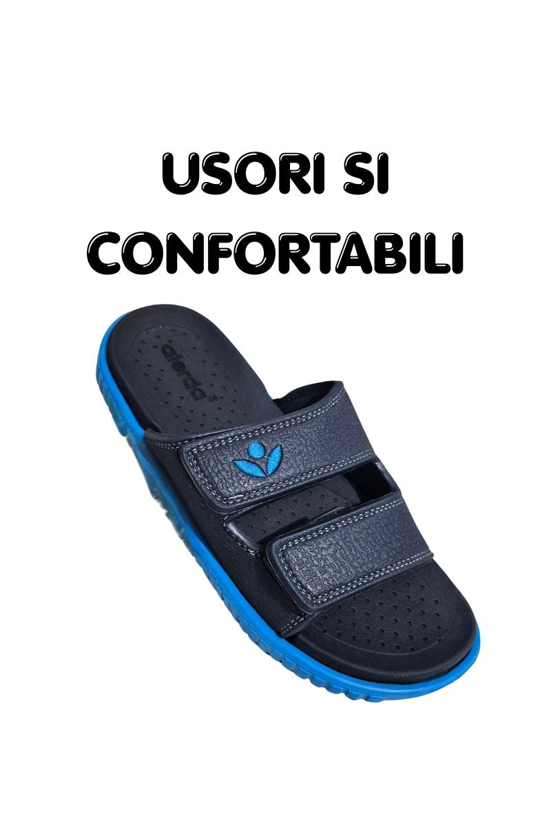 Papuci pentru Barbati, Model Zian, Arici reglabil, Talpa Usoara de Spuma, Confortabli, Albastru