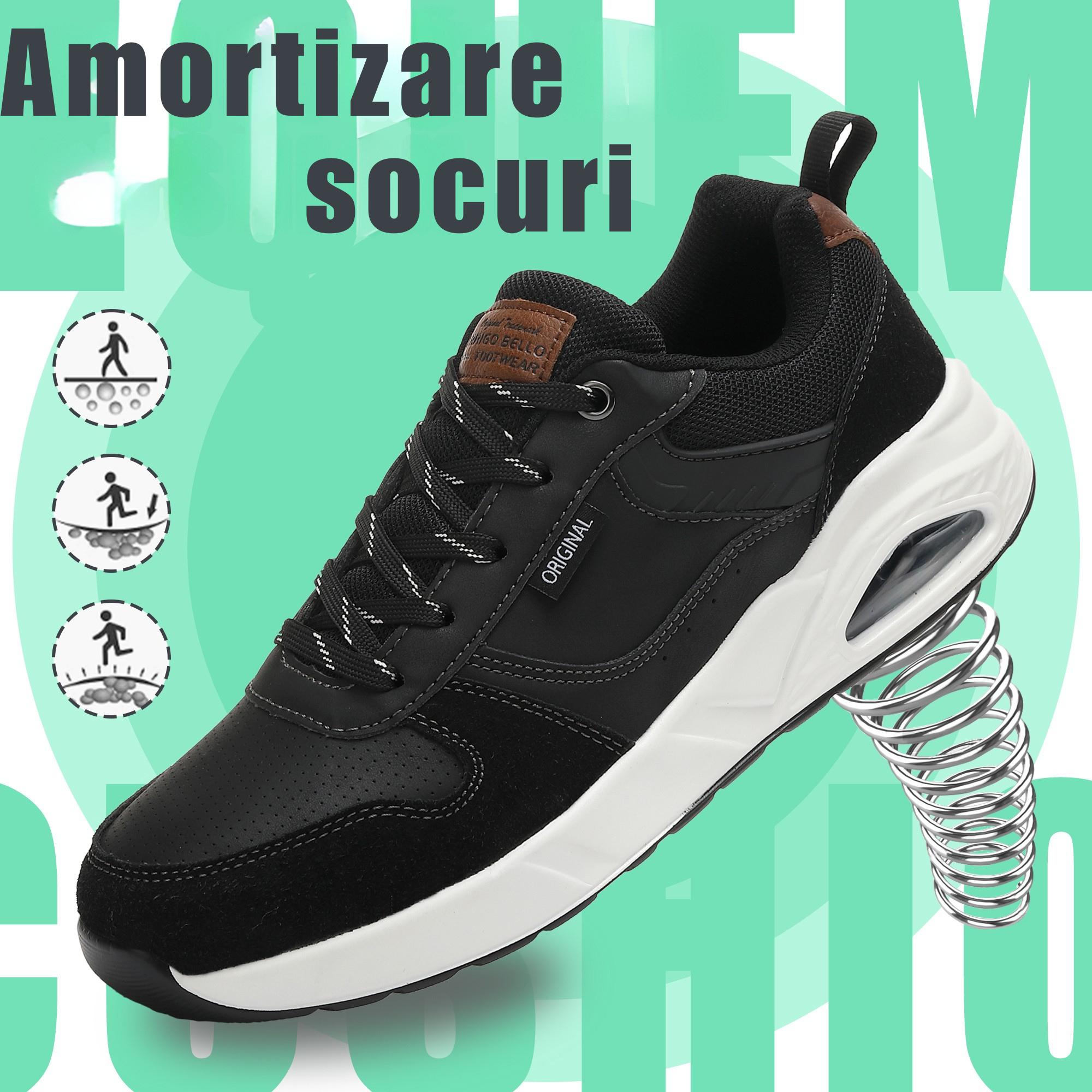 Pantofi casual-sport Logan pentru Barbati, Piele ecologica Premium, Talpa inalta, Ax Boxing