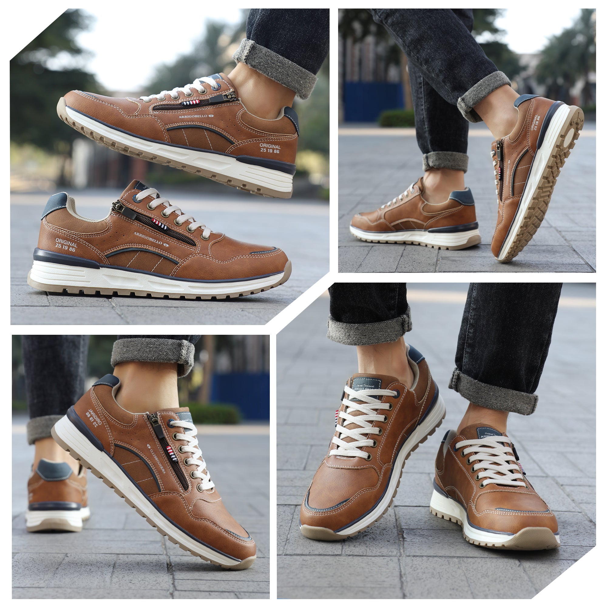 Pantofi casual Adrian pentru Barbati, Piele ecologica Premium, Inchidere Siret si Fermoar, Arrigo Bello