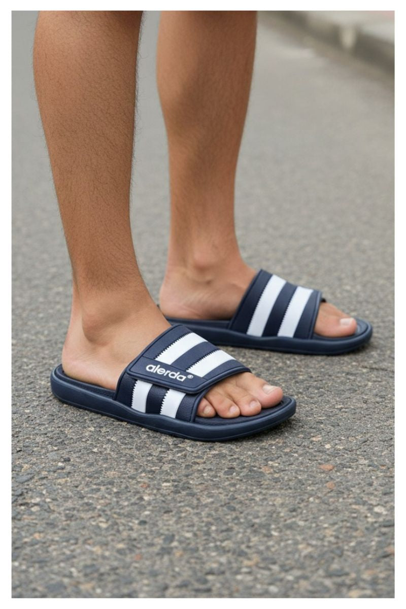 Papuci Bărbați, model Dorin, Confortabili cu Arici – Talpă Moale din Spumă EVA, Material Textil Flexibil, Casual Sport pentru Exterior și Utilizare Zilnică, Aierda, Bleumarin