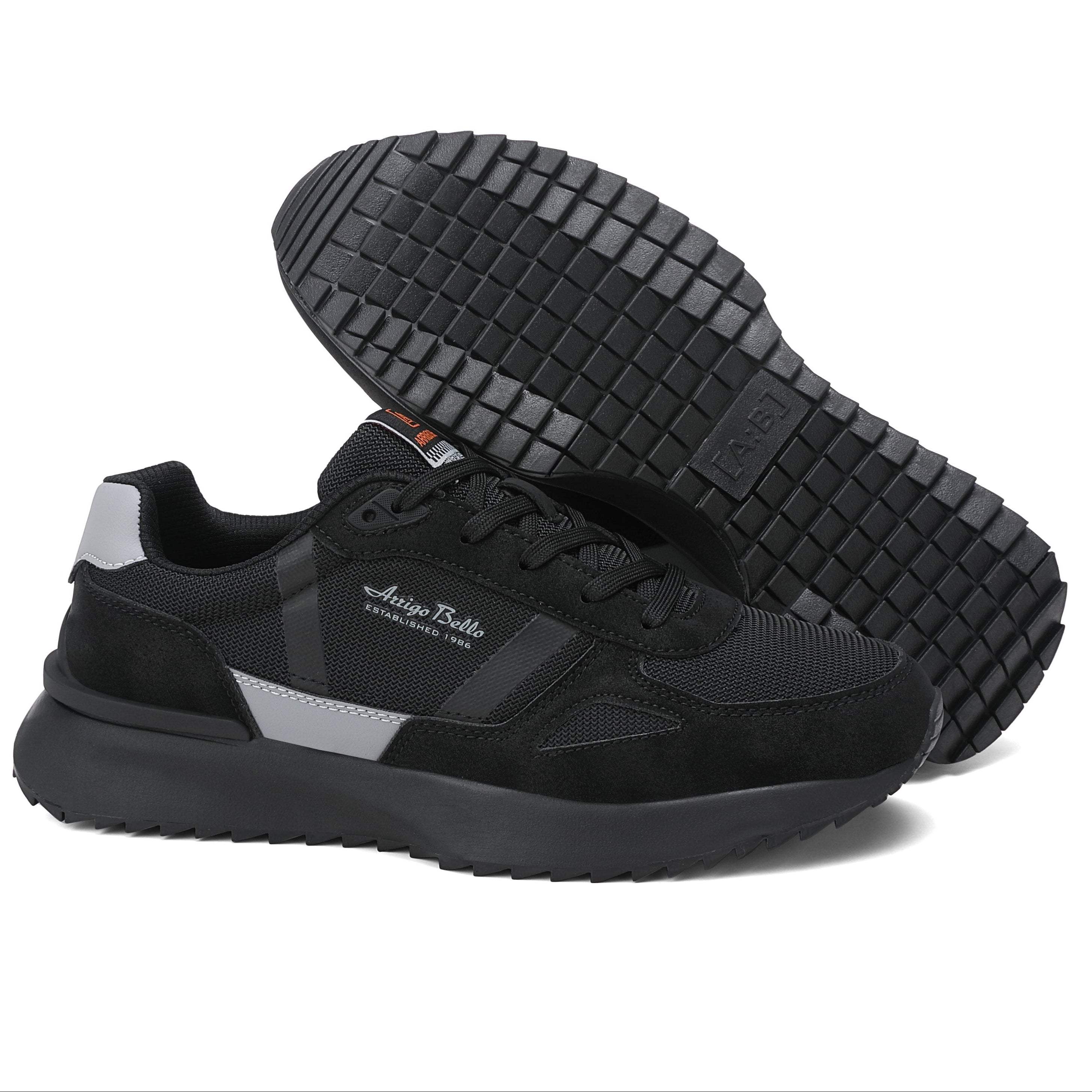 Adidasi casual pentru Barbati, Model Ziv, Realizati din Panza cu insertii piele ecologica, Talpa usoara, Arrigo Bello,Negru