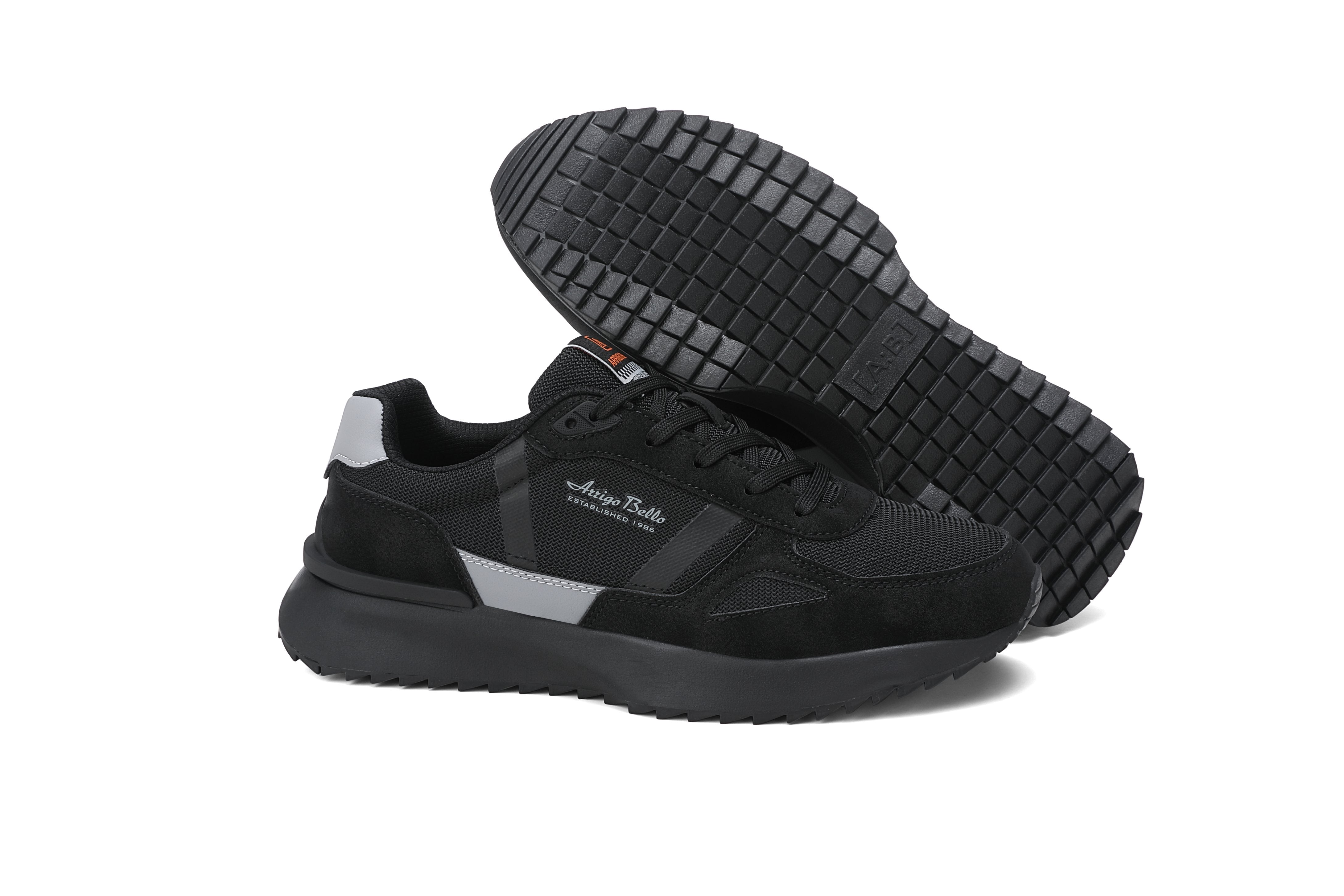Adidasi casual pentru Barbati, Model Ziv, Realizati din Panza cu insertii piele ecologica, Talpa usoara, Arrigo Bello,Negru
