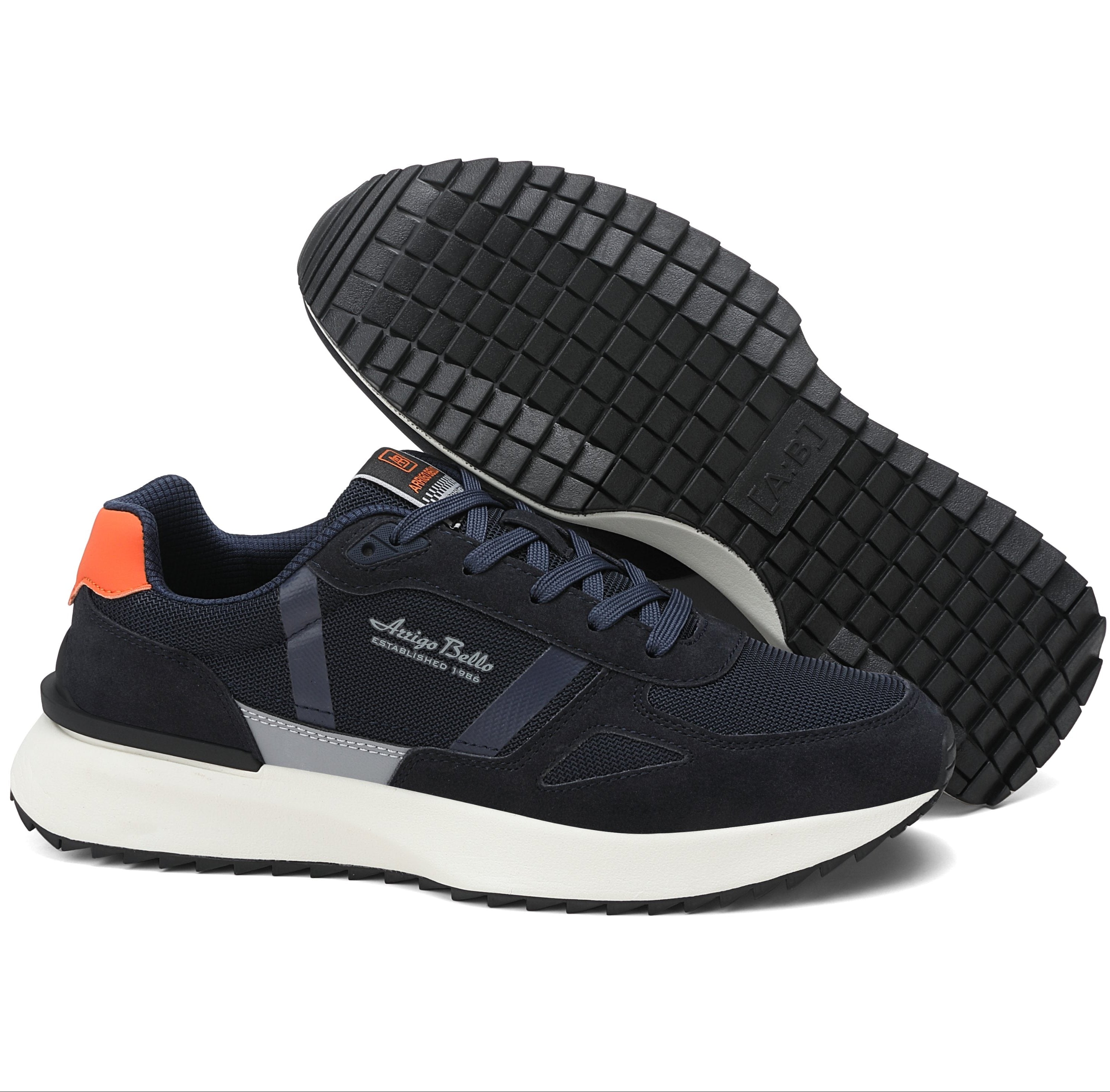 Adidasi casual pentru Barbati, Model Ziv, Realizati din Panza cu insertii piele ecologica, Talpa usoara, Arrigo Bello,Bleumarin
